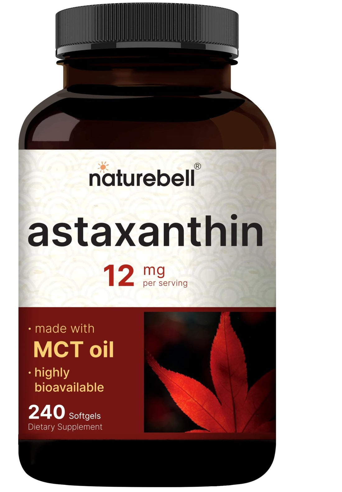 NatureBell Maximum Strength Astaxanthin 12mg, 240 Softgels - 4 Month Supply - Natural Antioxidant from Haematococcus - PrimeBioHealth - canada supplements
