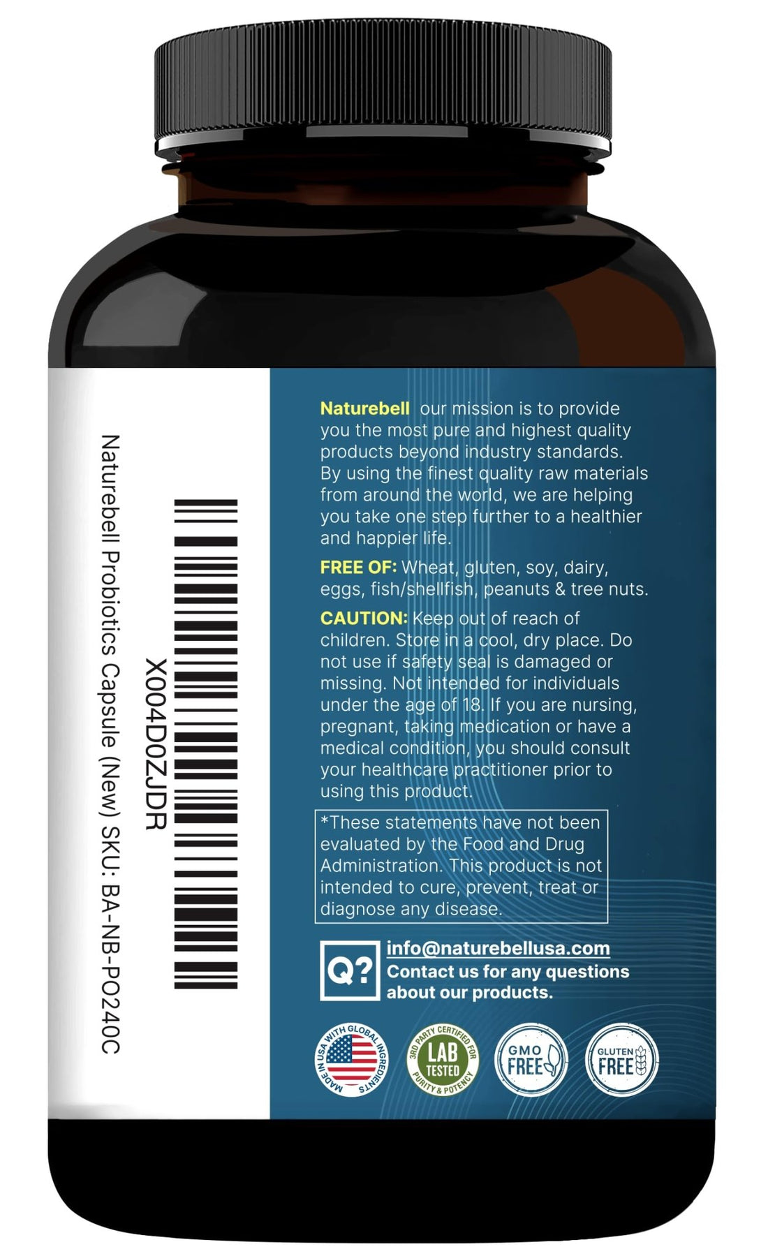 NatureBell Probiotic 200 Billion CFU – 40 Strains Per Serving | 240 Veggie Capsules with Prebiotics and Probiotics – Full Spectrum Complex with Enzymes - PrimeBioHealth - canada supplements