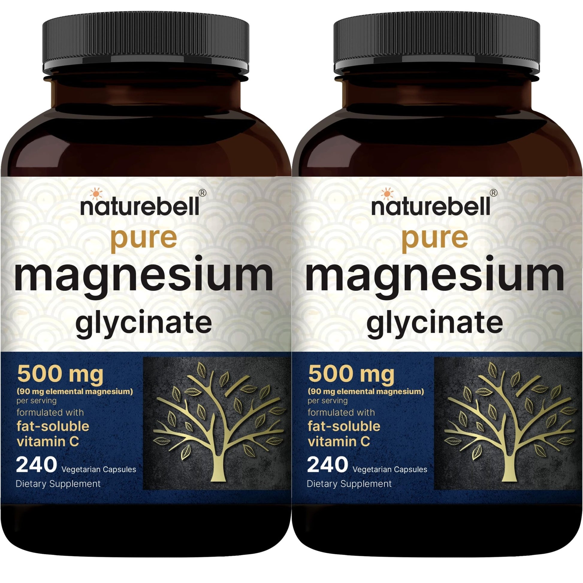 Naturebell Pure Magnesium Glycinate 500mg, 240 Veggie Capsules | 100% Chelated & Purified – 3rd Party Tested, Vegan Friendly, Non-GMO, Filler Free - PrimeBioHealth - canada supplements