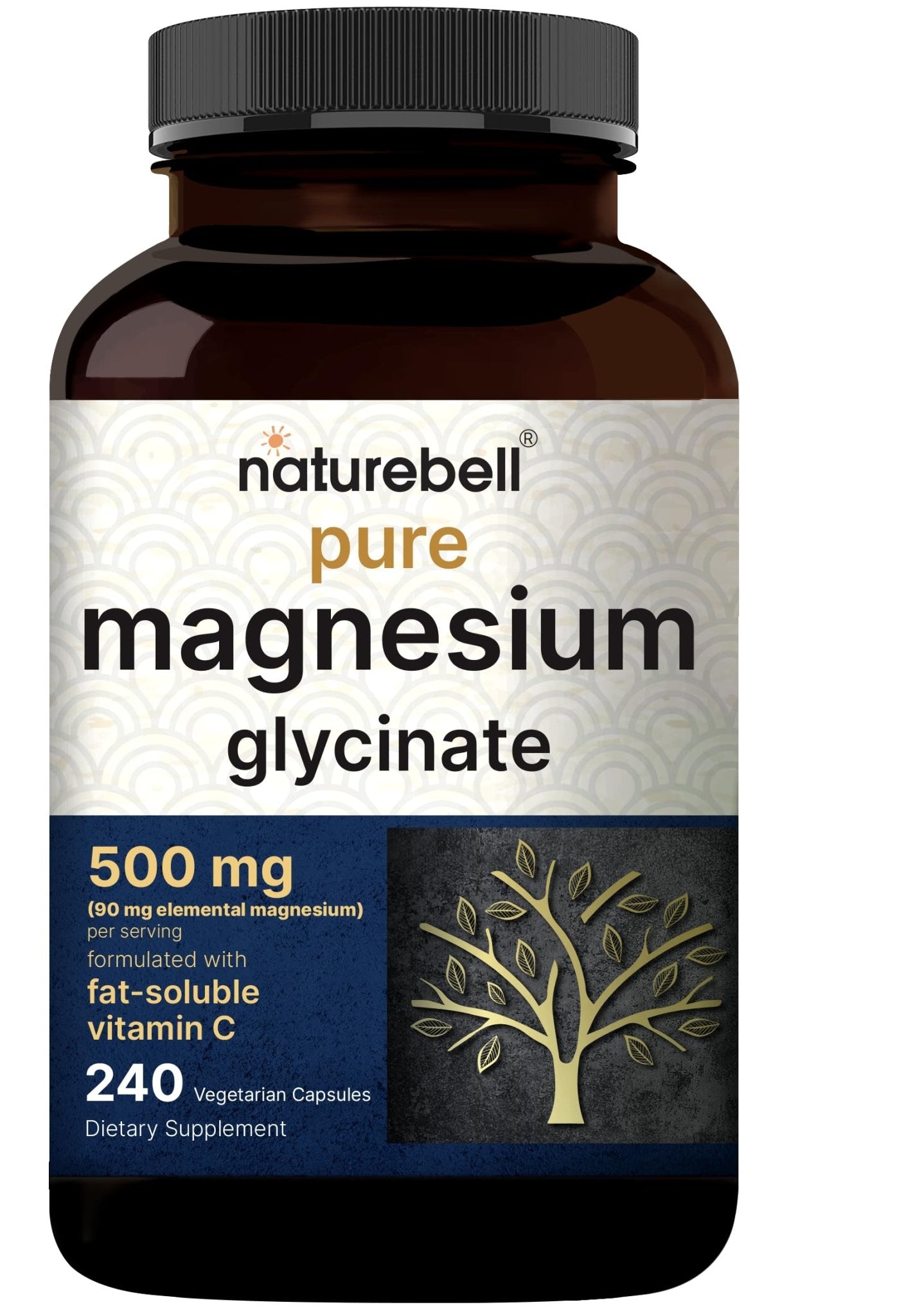 Naturebell Pure Magnesium Glycinate 500mg, 240 Veggie Capsules | 100% Chelated & Purified – 3rd Party Tested, Vegan Friendly, Non-GMO, Filler Free - PrimeBioHealth - canada supplements
