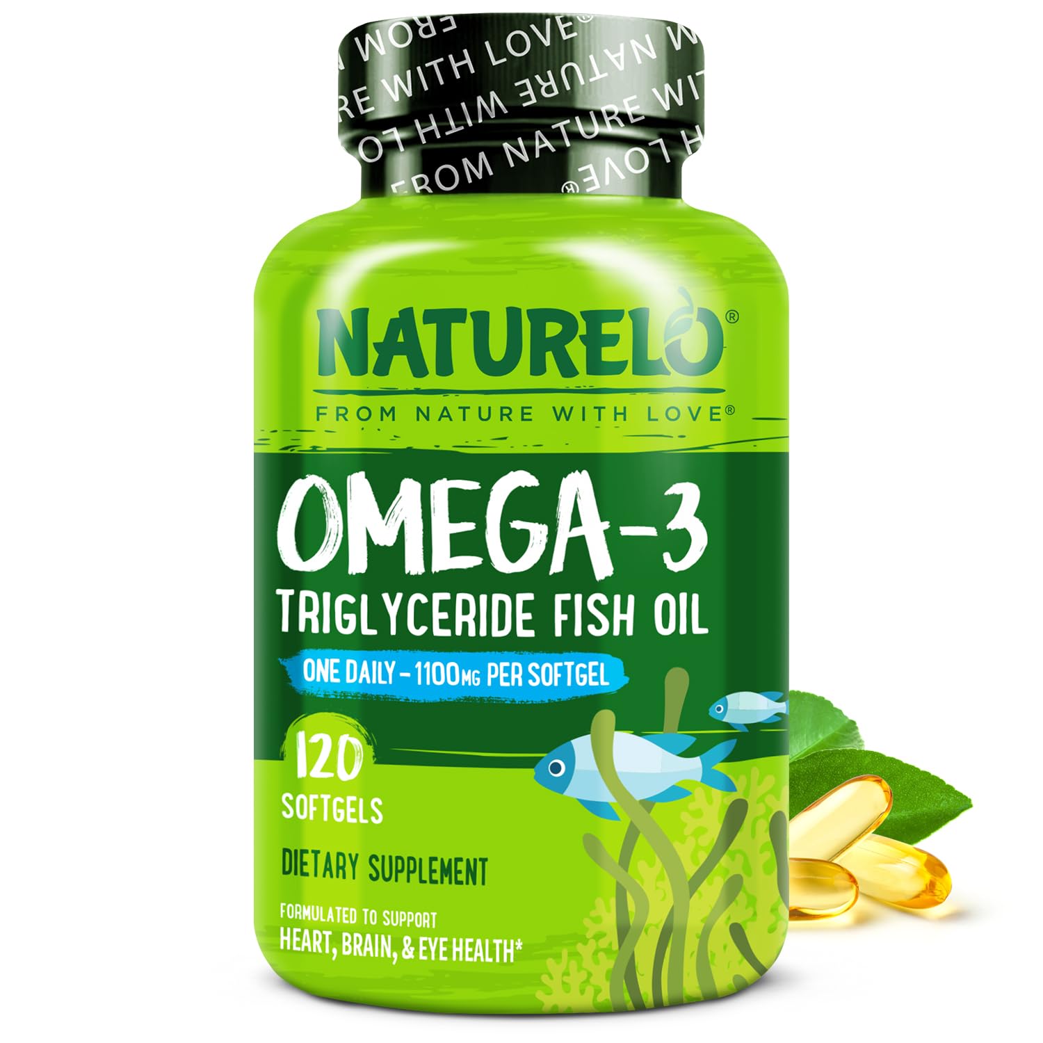 NATURELO Burpless Omega 3 Fish Oil Supplement - 1100mg Triglyceride Omega-3, EPA + DHA, Liquid Fish Oil for Heart, Eye, Brain, Joint Health - PrimeBioHealth - canada supplements