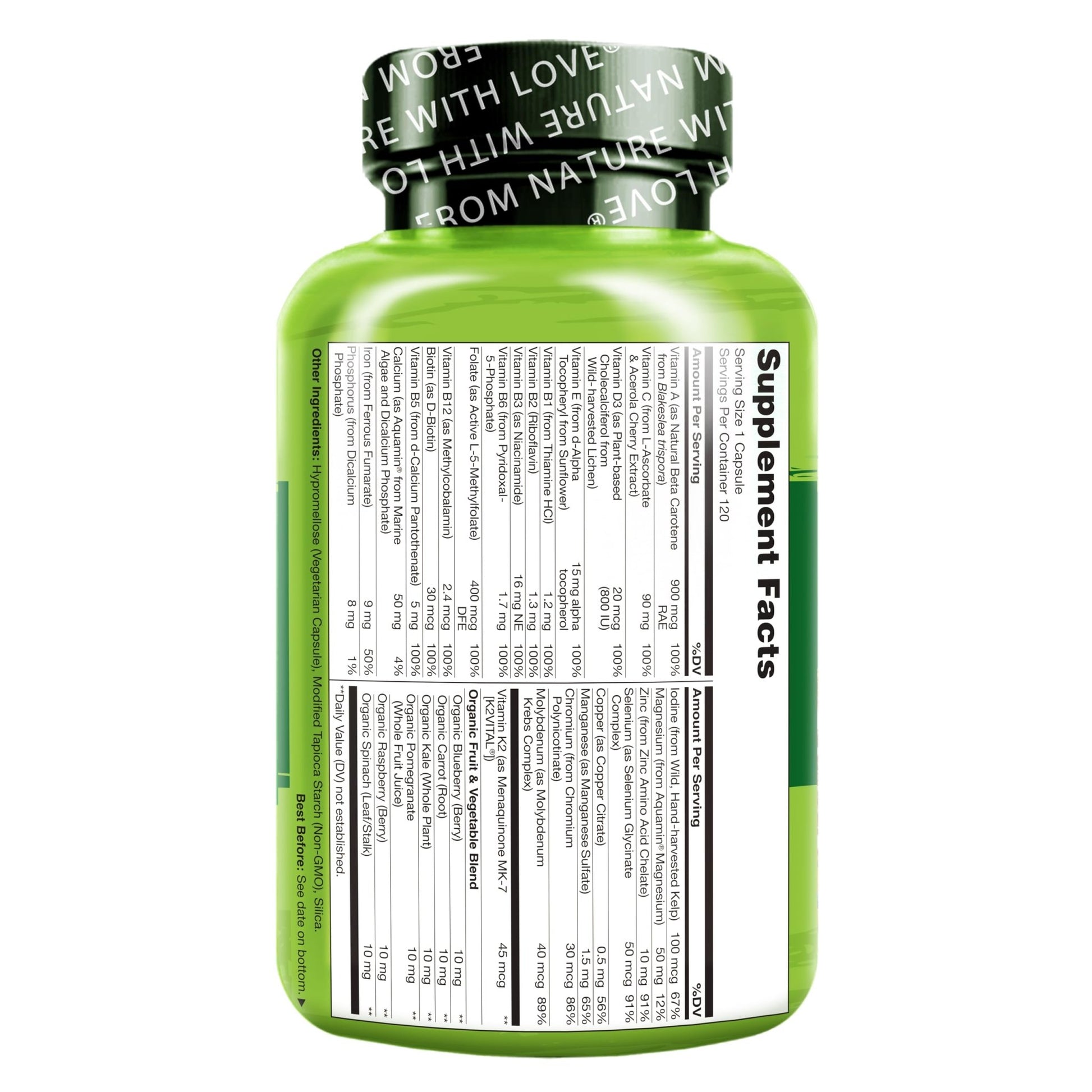 NATURELO One Daily Multivitamin for Women w/Vitamin B12, 120 Ct, Energy Support, Whole Food Daily Women Multivitamin Supplement, Nourish Hair/Skin/Nail, Non-GMO - PrimeBioHealth - canada supplements