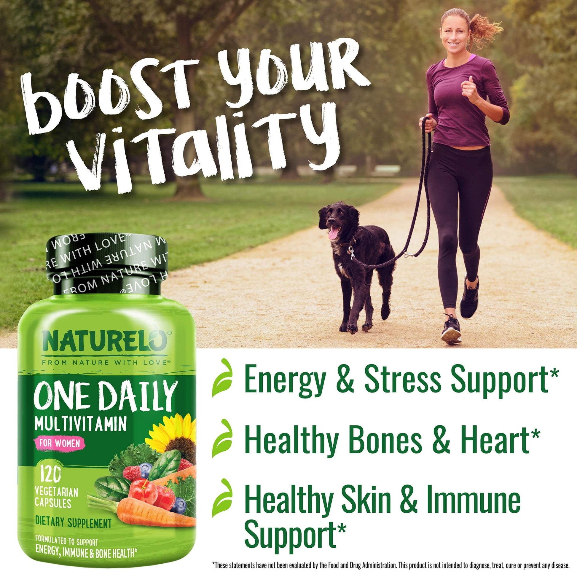 NATURELO One Daily Multivitamin for Women w/Vitamin B12, 120 Ct, Energy Support, Whole Food Daily Women Multivitamin Supplement, Nourish Hair/Skin/Nail, Non-GMO - PrimeBioHealth - canada supplements