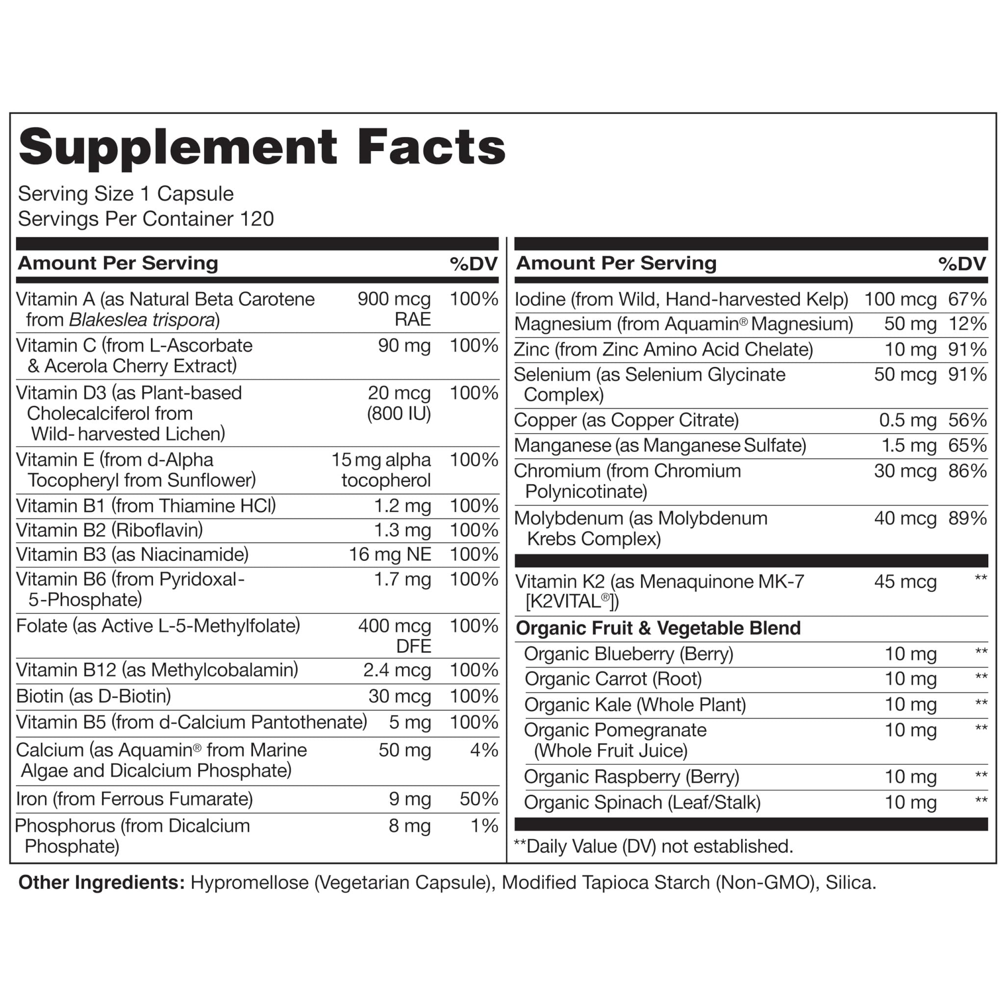 NATURELO One Daily Multivitamin for Women w/Vitamin B12, 120 Ct, Energy Support, Whole Food Daily Women Multivitamin Supplement, Nourish Hair/Skin/Nail, Non-GMO - PrimeBioHealth - canada supplements