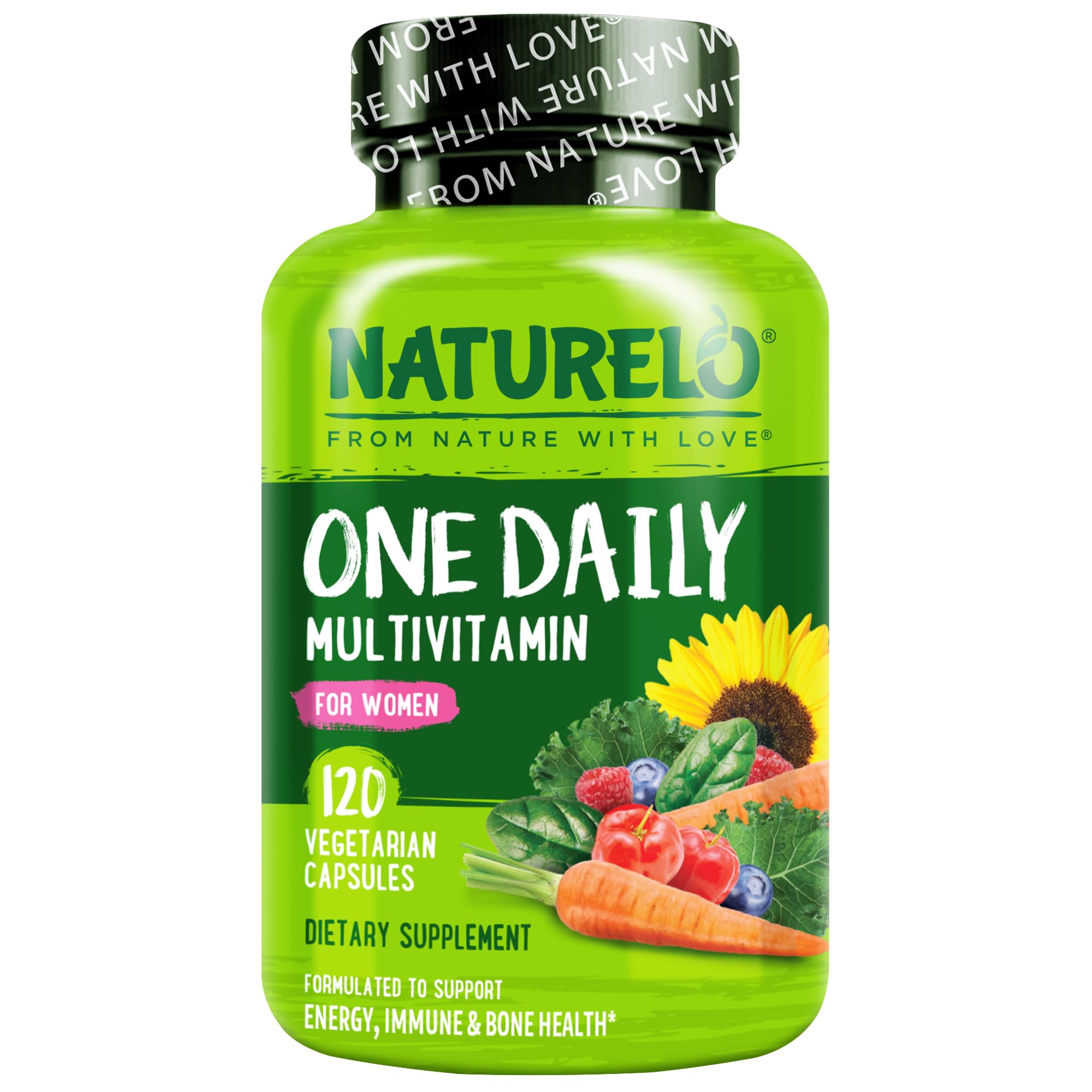 NATURELO One Daily Multivitamin for Women w/Vitamin B12, 120 Ct, Energy Support, Whole Food Daily Women Multivitamin Supplement, Nourish Hair/Skin/Nail, Non-GMO - PrimeBioHealth - canada supplements