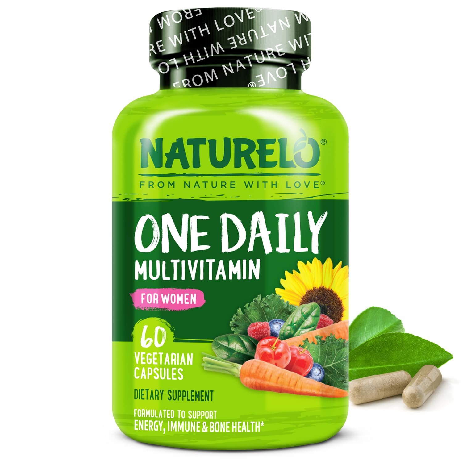 NATURELO One Daily Multivitamin for Women w/Vitamin B12, 60 Ct, Energy Support, Whole Food Daily Women Multivitamin Supplement, Nourish Hair/Skin/Nail, Non-GMO - PrimeBioHealth - canada supplements