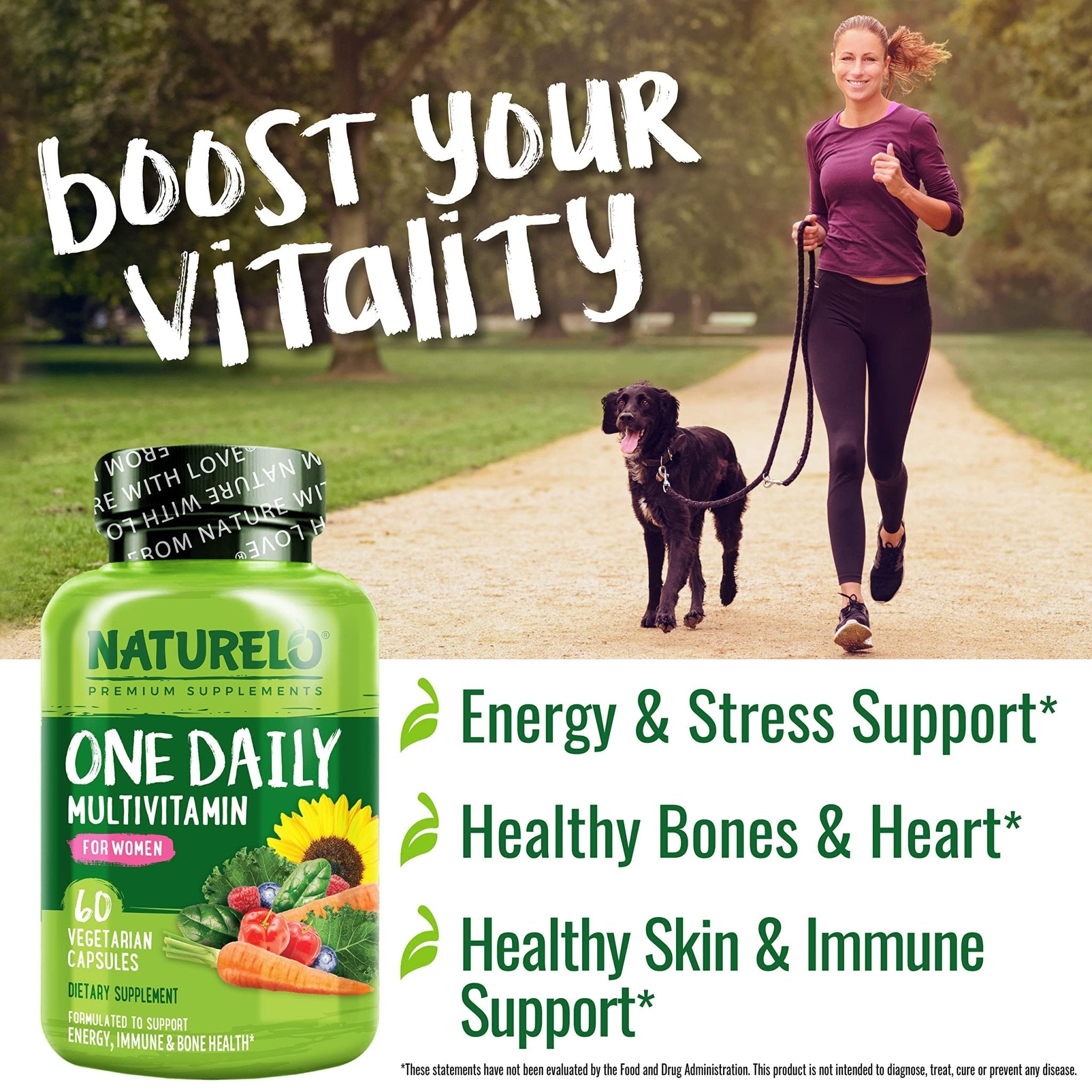 NATURELO One Daily Multivitamin for Women w/Vitamin B12, 60 Ct, Energy Support, Whole Food Daily Women Multivitamin Supplement, Nourish Hair/Skin/Nail, Non-GMO - PrimeBioHealth - canada supplements