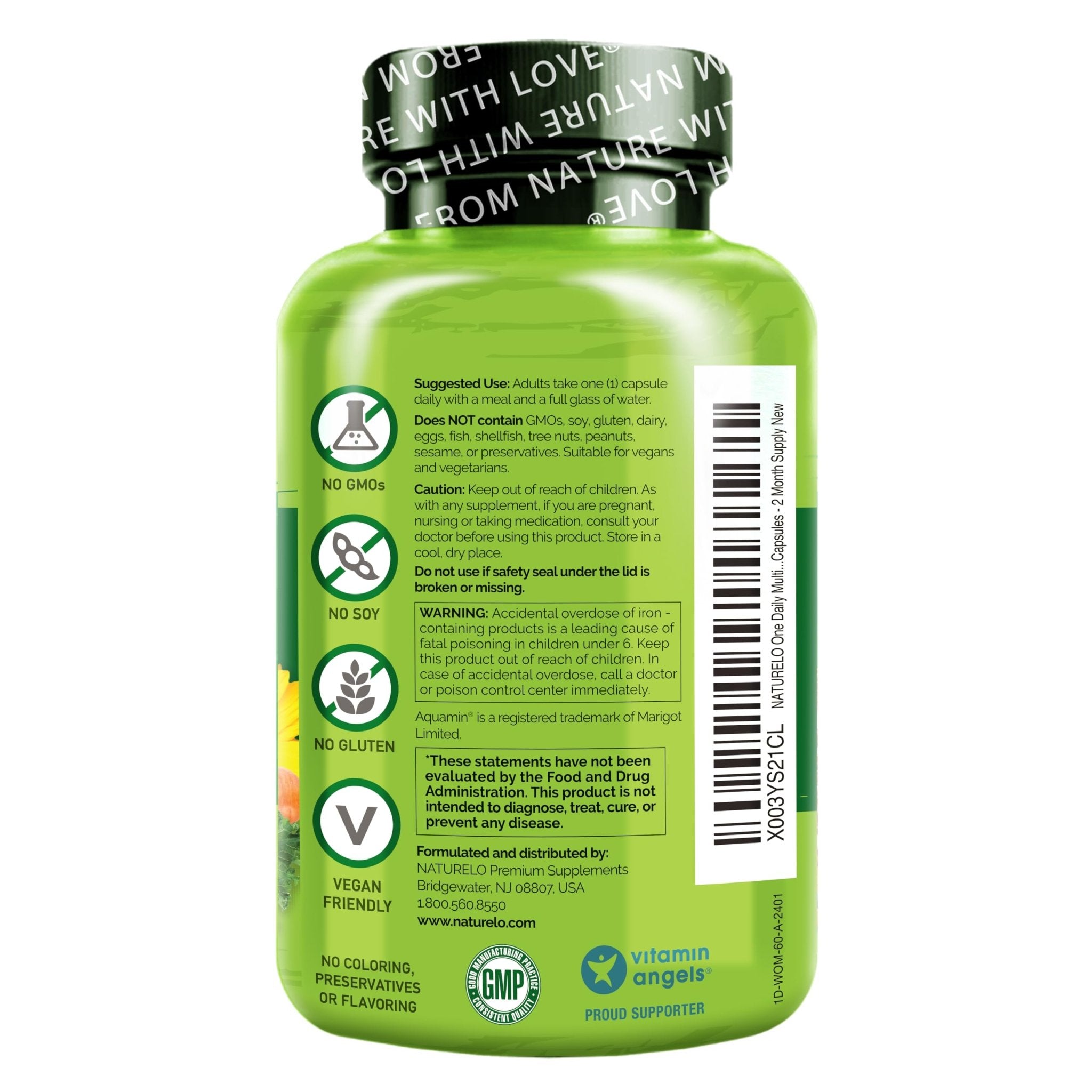 NATURELO One Daily Multivitamin for Women w/Vitamin B12, 60 Ct, Energy Support, Whole Food Daily Women Multivitamin Supplement, Nourish Hair/Skin/Nail, Non-GMO - PrimeBioHealth - canada supplements