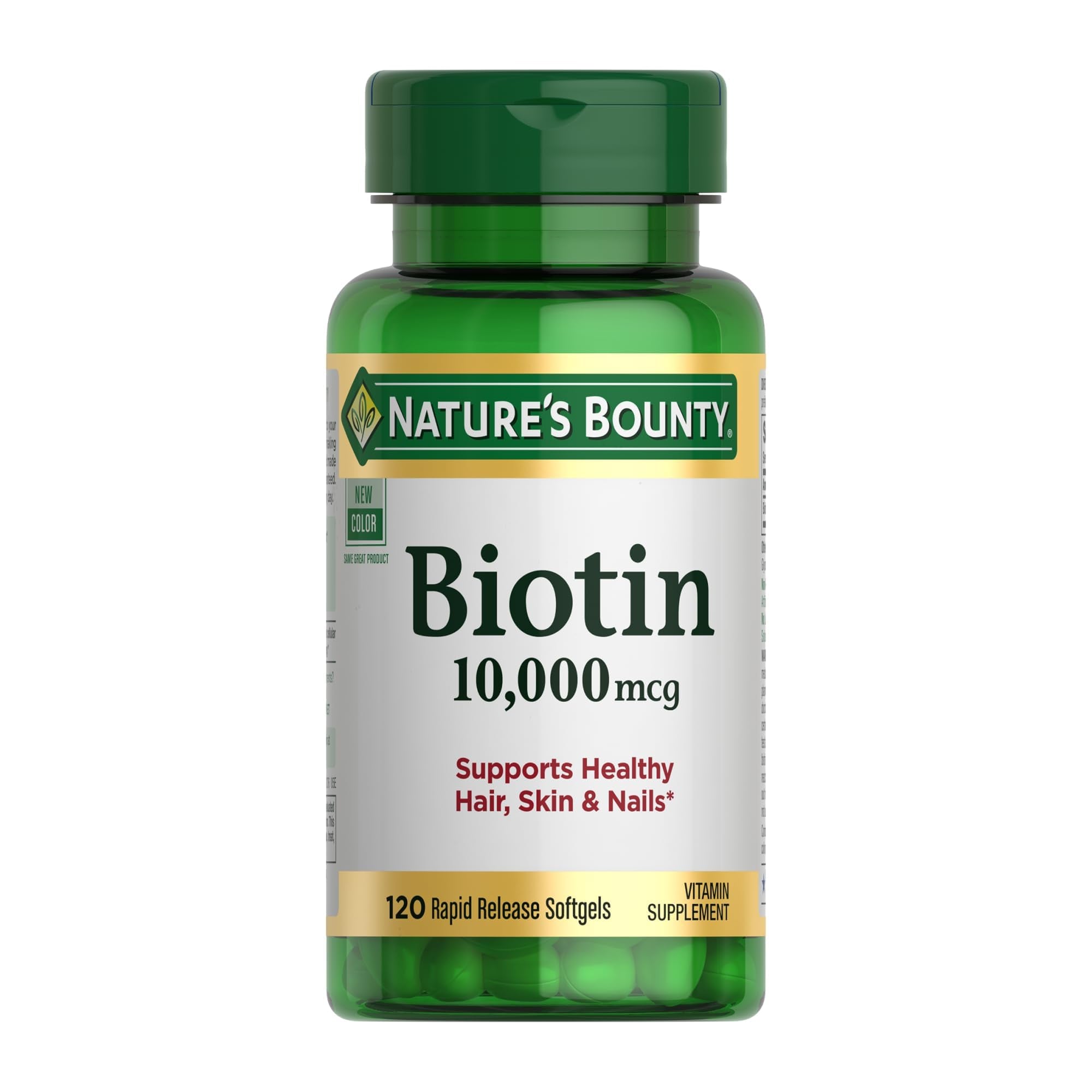 Nature's Bounty Biotin Hair Skin and Nails Vitamins, Supports Healthy Hair, Skin and Nails, 10,000 mcg, 120 Softgels (Pack of 1) - PrimeBioHealth - canada supplements