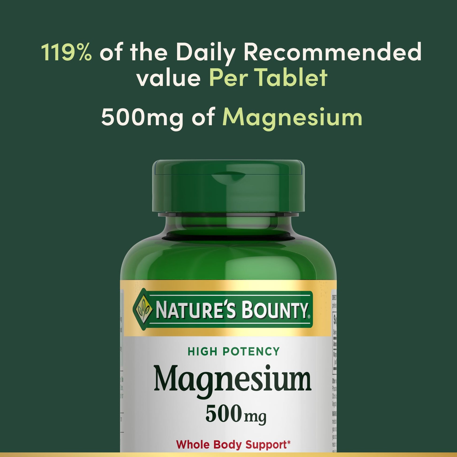 Nature's Bounty Magnesium 500 mg Tablets, High Potency Magnesium Supplement for Bone & Muscle Health, Whole Body Support, 200 Count (Pack of 1) - PrimeBioHealth - canada supplements