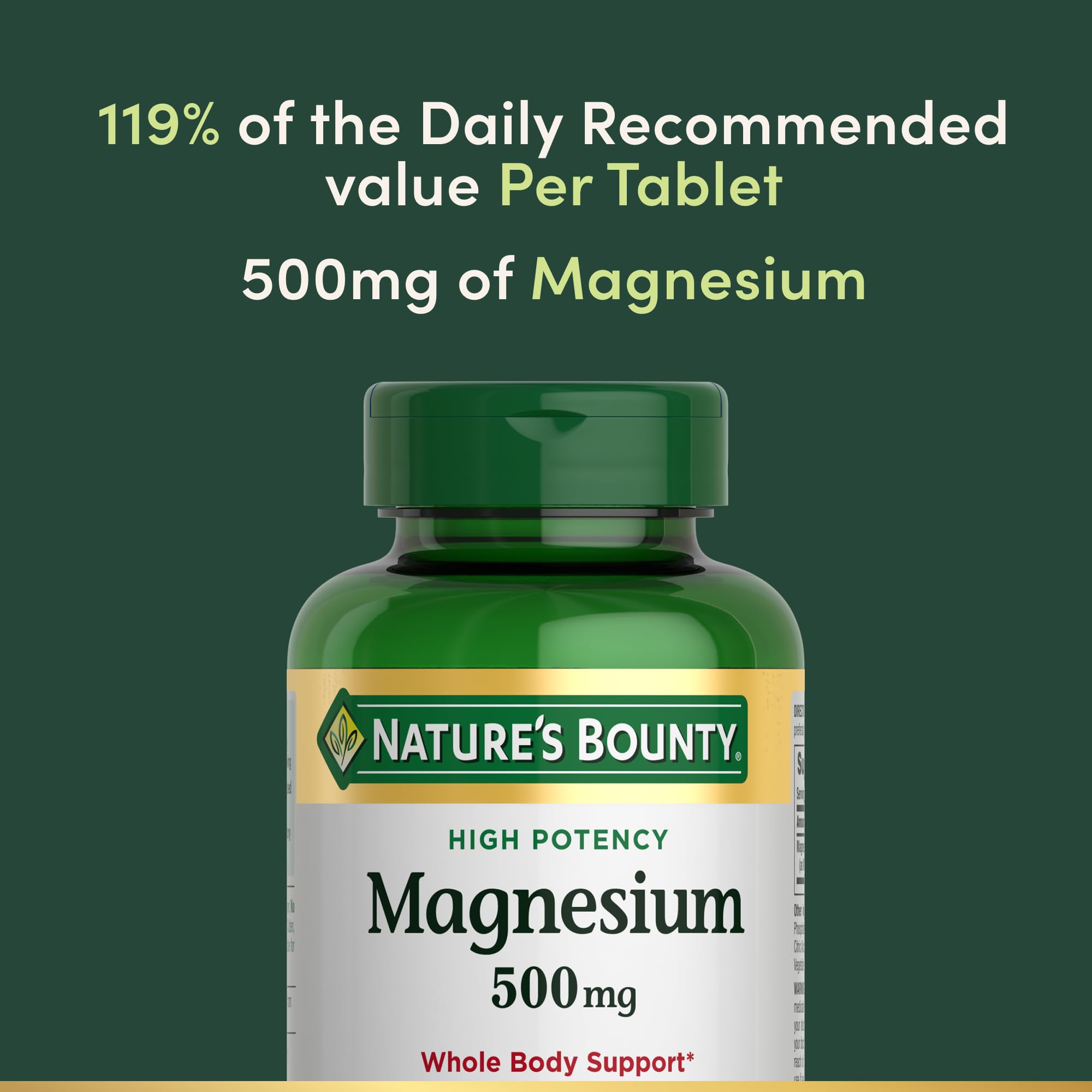 Nature's Bounty Magnesium 500 mg Tablets, High Potency Magnesium Supplement for Bone & Muscle Health, Whole Body Support, 200 Count (Pack of 1) - PrimeBioHealth - canada supplements