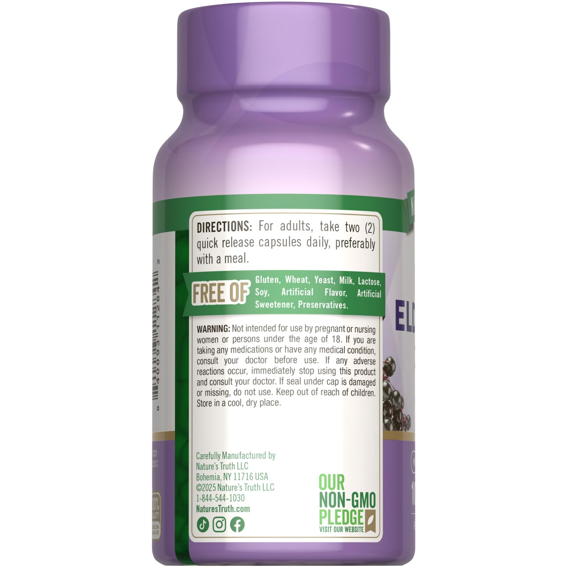 Nature's Truth Black Elderberry Capsules | 100 Count | Super Concentrated Sambucus Extract | Non-GMO and Gluten Free Supplement - PrimeBioHealth - canada supplements