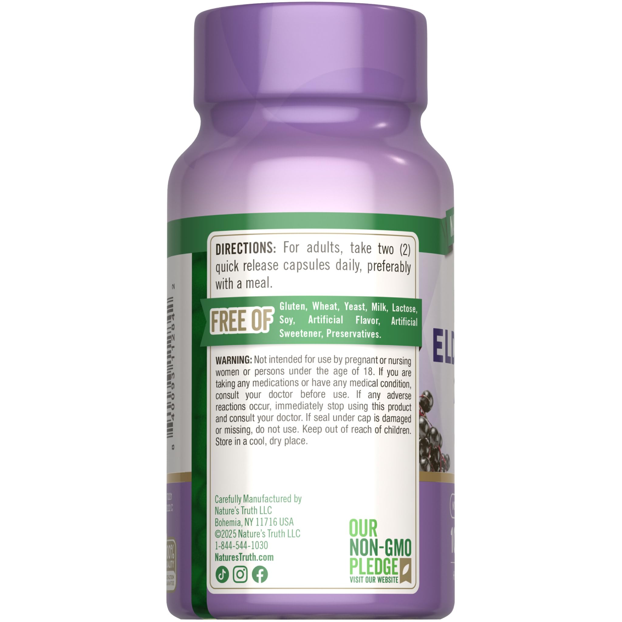 Nature's Truth Black Elderberry Capsules | 100 Count | Super Concentrated Sambucus Extract | Non-GMO and Gluten Free Supplement - PrimeBioHealth - canada supplements