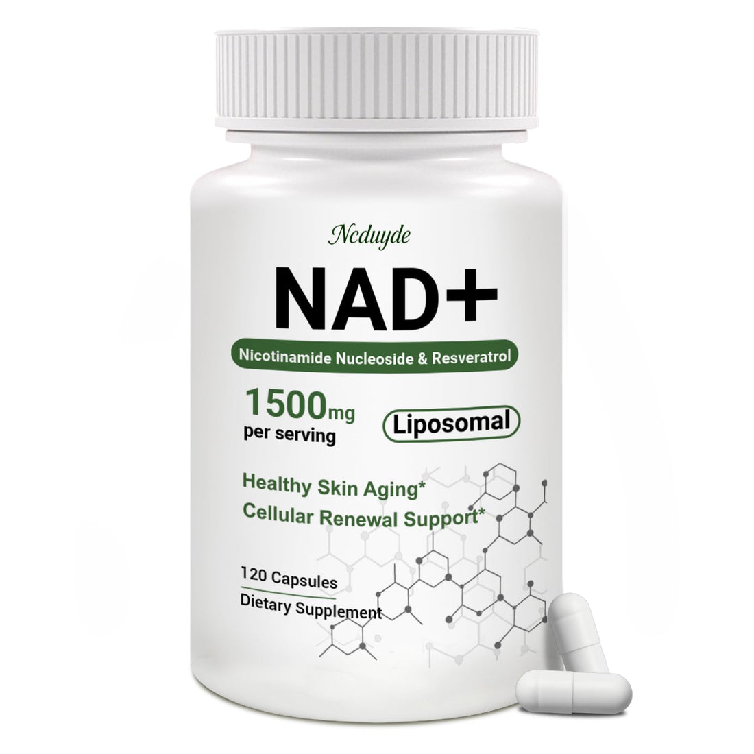 Ncduyde NAD+ Supplement, Liposomal NAD Nicotinamide Riboside Resveratrol 1500 mg - Anti-Aging & Brain Health, Improve Energy - PrimeBioHealth - canada supplements