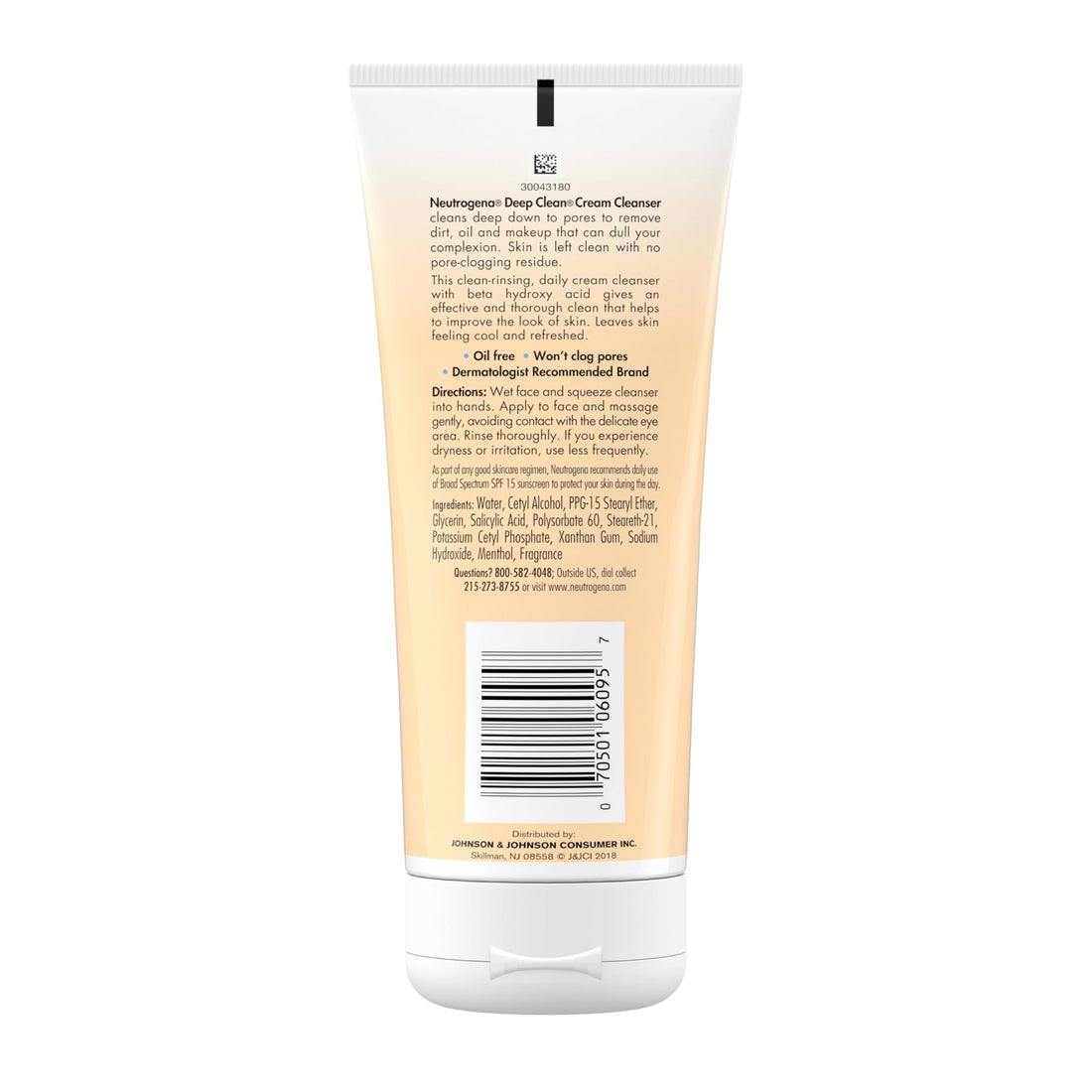 Neutrogena Deep Clean Daily Facial Cream Cleanser with Beta Hydroxy Acid to Remove Dirt - PrimeBioHealth - canada supplements