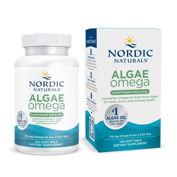 Nordic Naturals Algae Omega - 120 Soft Gels - 715 mg Omega-3 - Certified Vegan Algae Oil - Plant-Based EPA & DHA - Heart, Eye - PrimeBioHealth - canada supplements