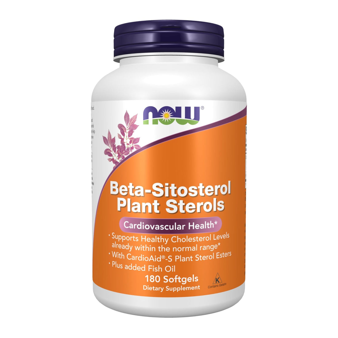 NOW Foods Supplements, Beta-Sitosterol Plant Sterols with CardioAid®-S Plant Sterol Esters and Added Fish Oil, 180 Softgels - PrimeBioHealth - canada supplements