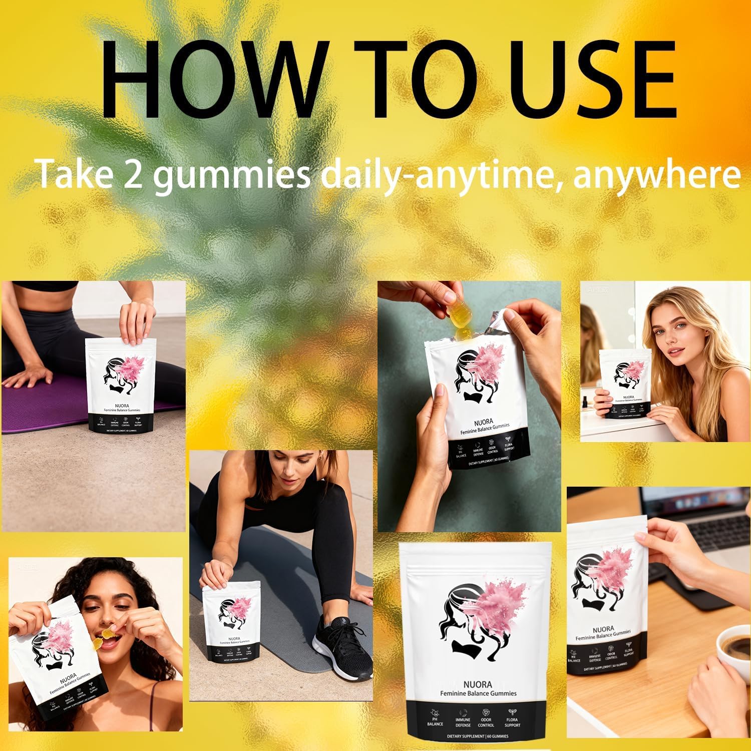 nuora Feminine Balance Gummies, Vegan Hawaiian Pineapple, pH Balance, Healthy Odor, Flora and Immune Support, - PrimeBioHealth - canada supplements