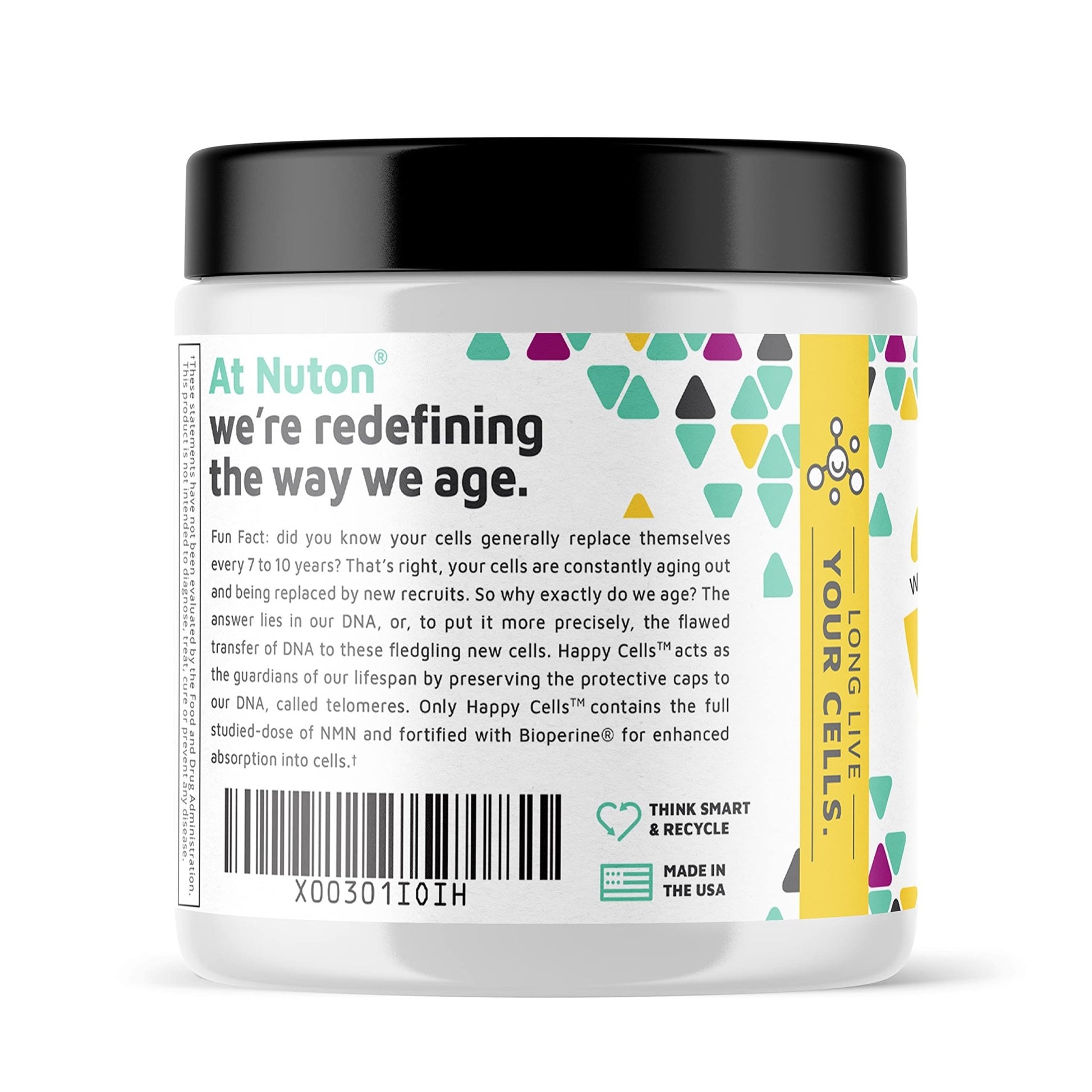 Nuton Happy Cells - NMN Supplement with Bioperine for Healthy Aging & Cellular Repair - NAD+ Supplement - Protects DNA, Promotes Skin Health & Brain Function - PrimeBioHealth - canada supplements