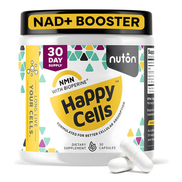 Nuton Happy Cells - NMN Supplement with Bioperine for Healthy Aging & Cellular Repair - NAD+ Supplement - Protects DNA, Promotes Skin Health & Brain Function - PrimeBioHealth - canada supplements
