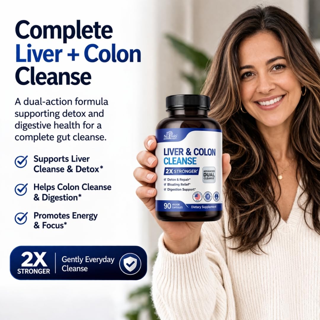 Nutreb Liver & Colon Cleanse - 2X Stronger - Liver Cleanse Detox & Repair - Colon Cleanser & Detox - Premium Milk Thistle Supplement - PrimeBioHealth - canada supplements