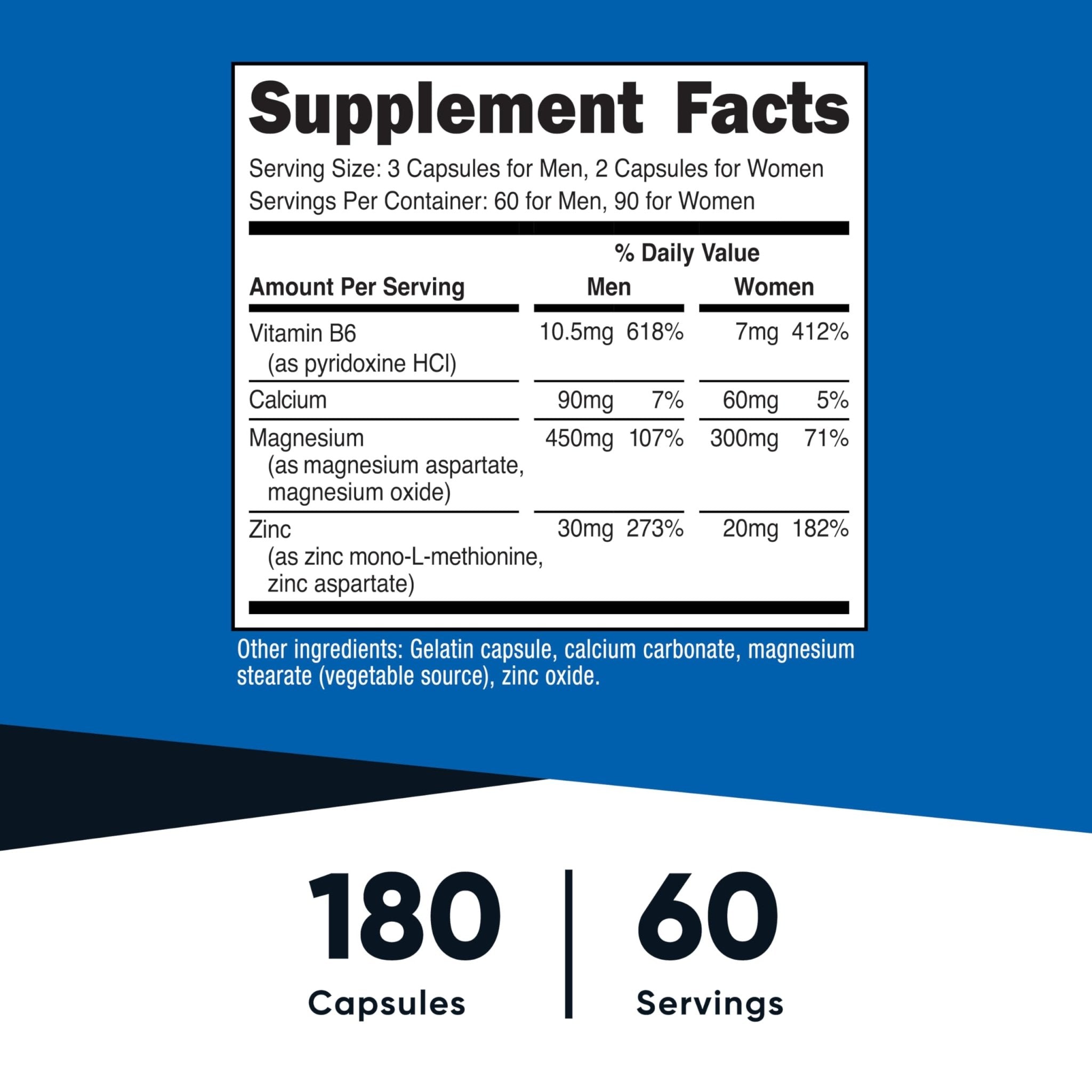 Nutricost ZMA 180 Capsules - Non-GMO and Gluten Free ZMA Supplement - PrimeBioHealth - canada supplements