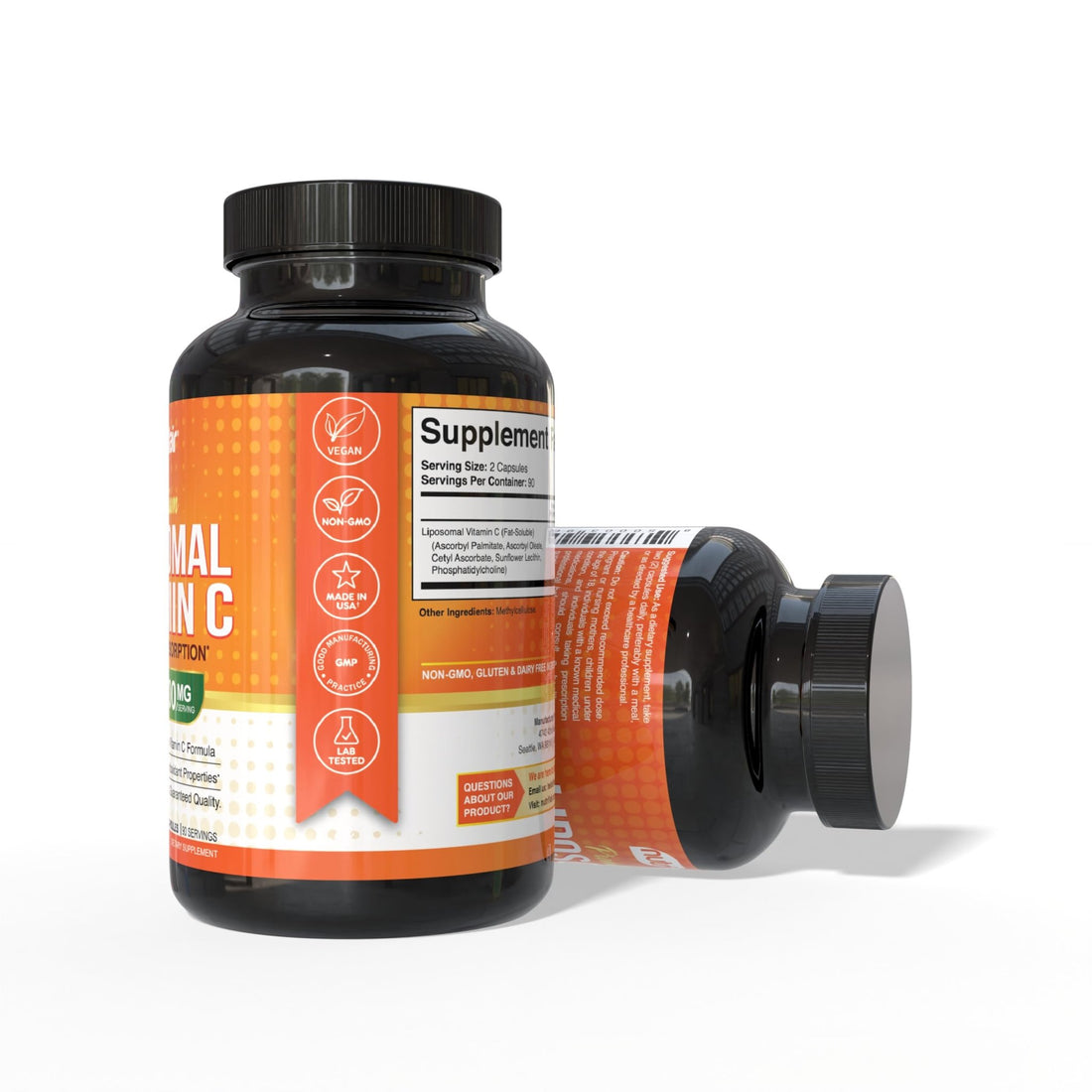 NutriFlair Liposomal Vitamin C 1700mg, 180 Capsules - High Absorption, Fat Soluble VIT C, Higher Bioavailability Immune System Support - PrimeBioHealth - canada supplements