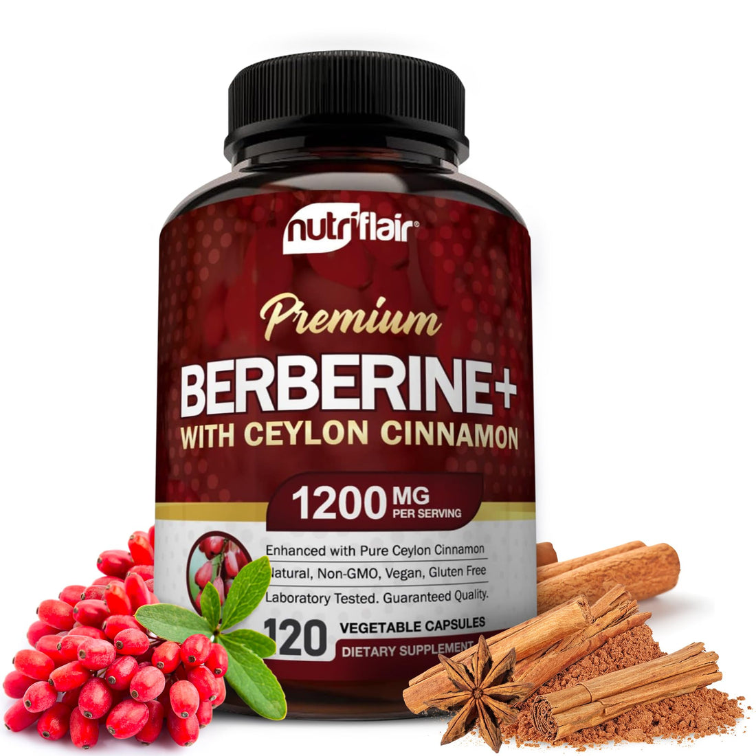 NutriFlair Premium HCL 1200mg, 120 Capsules - Plus Pure True Ceylon Cinnamon - PrimeBioHealth - canada supplements