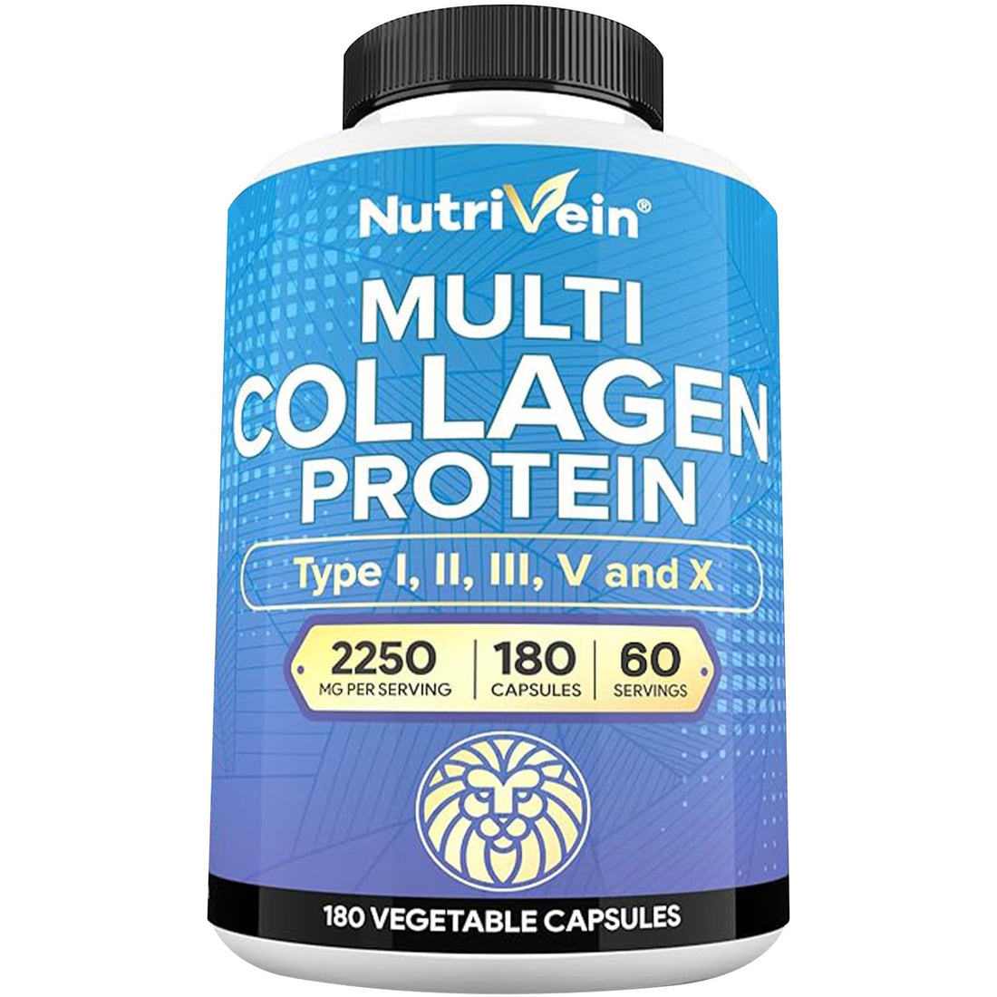 Nutrivein Premium Multi Collagen Pills 2250 mg - 180 Easy-to-Swallow Collagen Capsules: Type I, II, III, V, X Hydrolyzed Protein Peptides for Women and Men - PrimeBioHealth - canada supplements