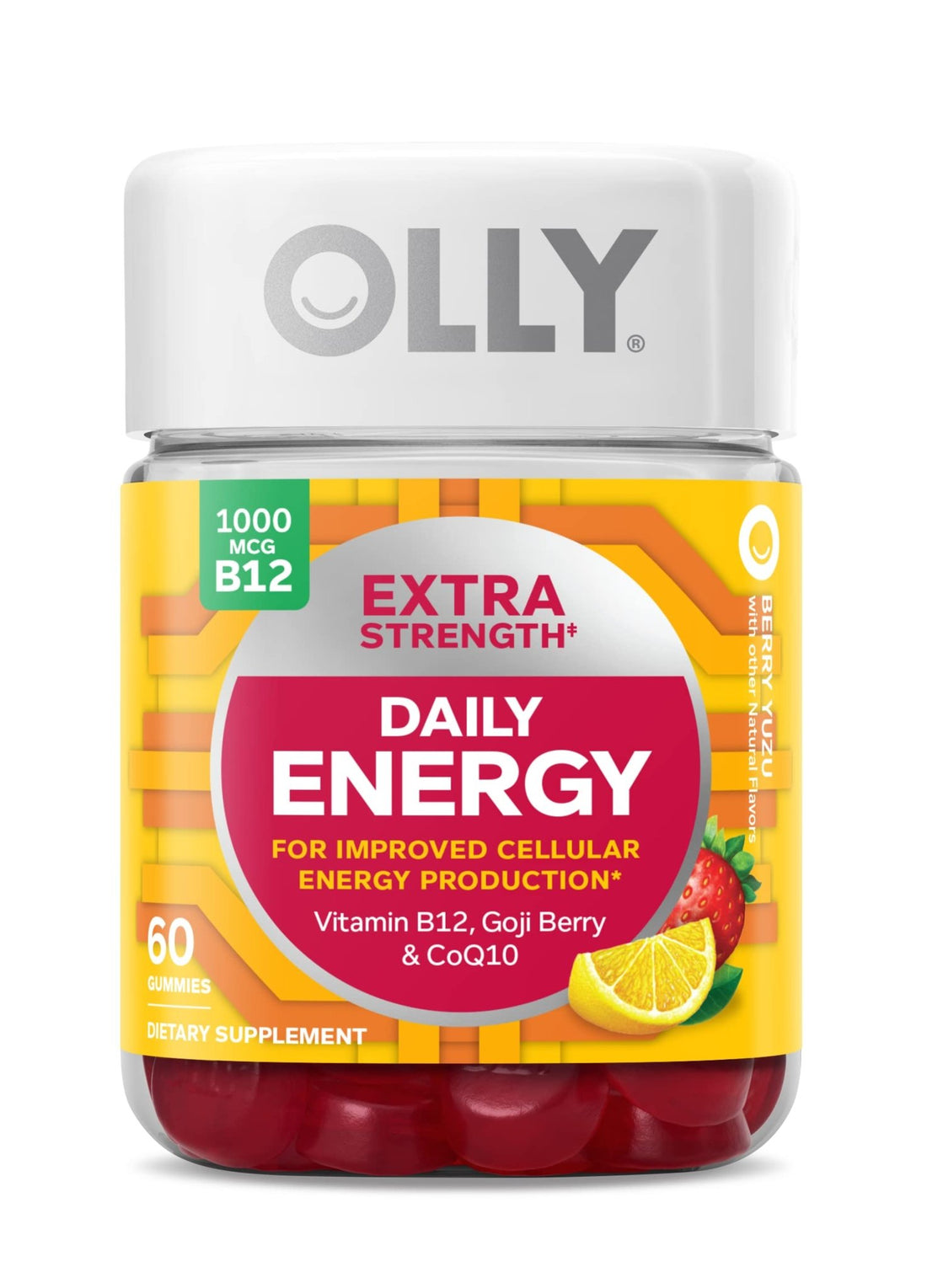 OLLY Extra Strength Daily Energy Gummy, Caffeine Free, 1000mcg Vitamin B12, CoQ10, Goji Berry, Adult Chewable Supplement - PrimeBioHealth - canada supplements