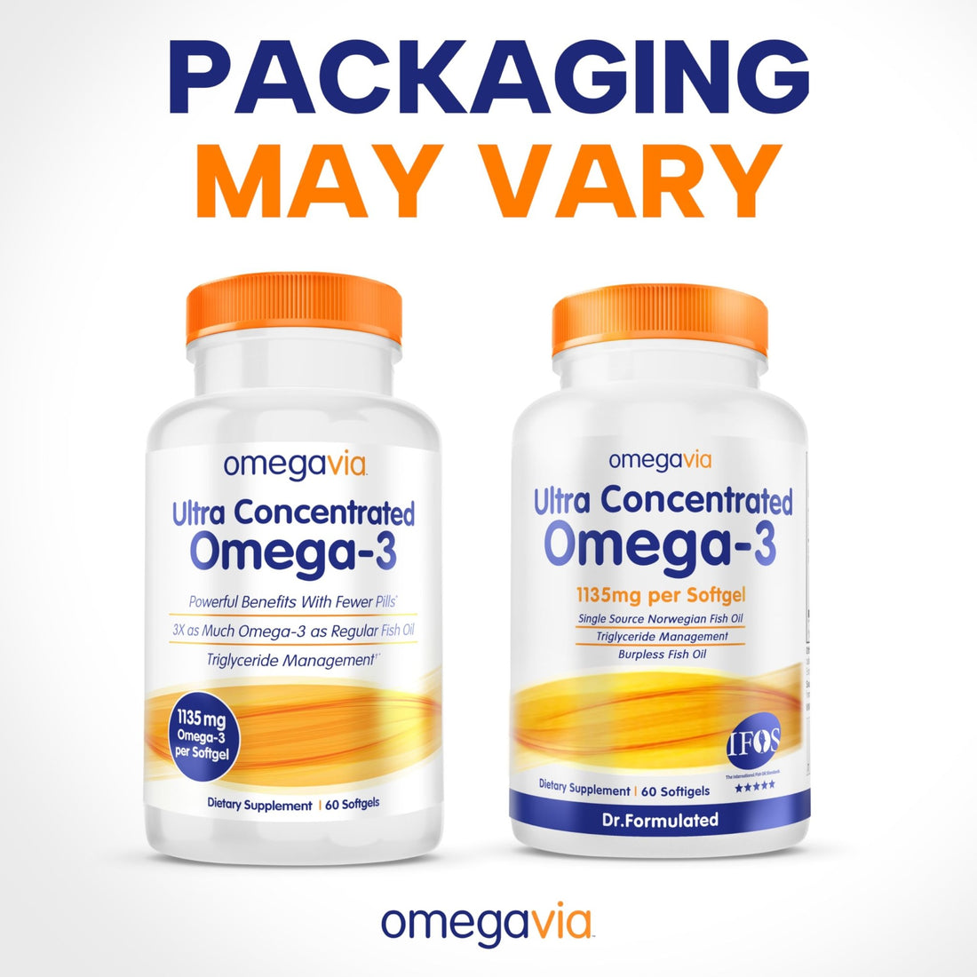 OmegaVia Ultra Concentrated Omega 3 Fish Oil Burpless, 60 Softgels, Triple Strength Omega 3 Fish Oil Supplements, 1135 mg Pure Omega3 - PrimeBioHealth - canada supplements