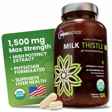 OmniBiotics Organic Milk Thistle Supplement 1500mg – 4X Concentrated Extract with Silymarin – High Potency Liver Detox & Support - PrimeBioHealth - canada supplements