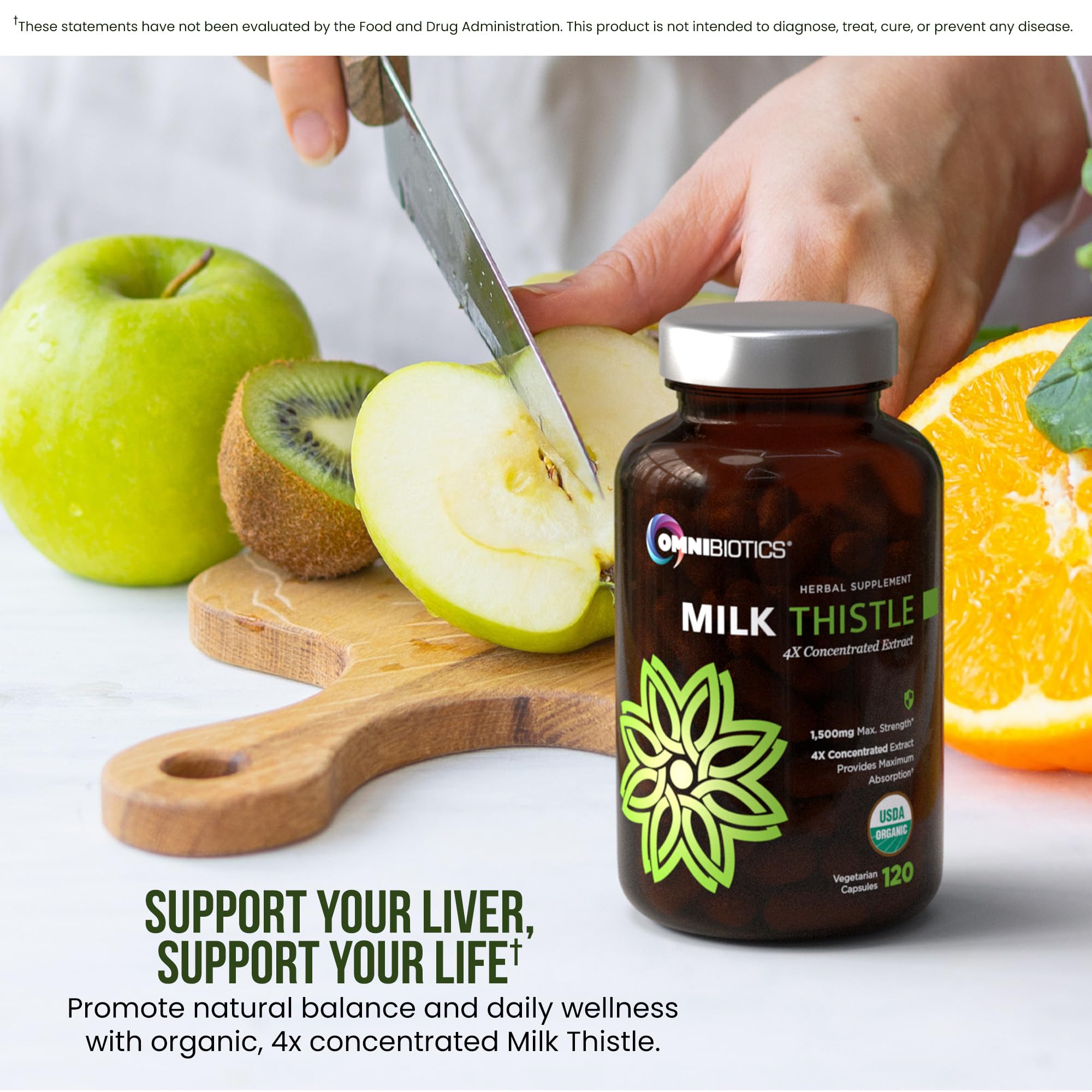 OmniBiotics Organic Milk Thistle Supplement 1500mg – 4X Concentrated Extract with Silymarin – High Potency Liver Detox & Support - PrimeBioHealth - canada supplements