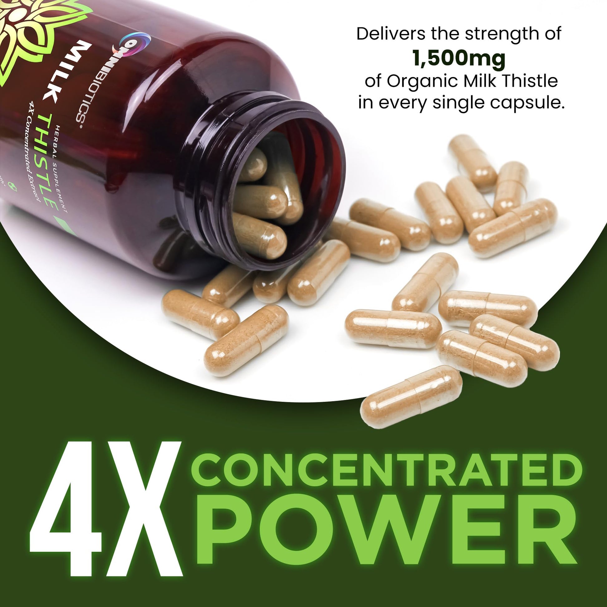 OmniBiotics Organic Milk Thistle Supplement 1500mg – 4X Concentrated Extract with Silymarin – High Potency Liver Detox & Support - PrimeBioHealth - canada supplements