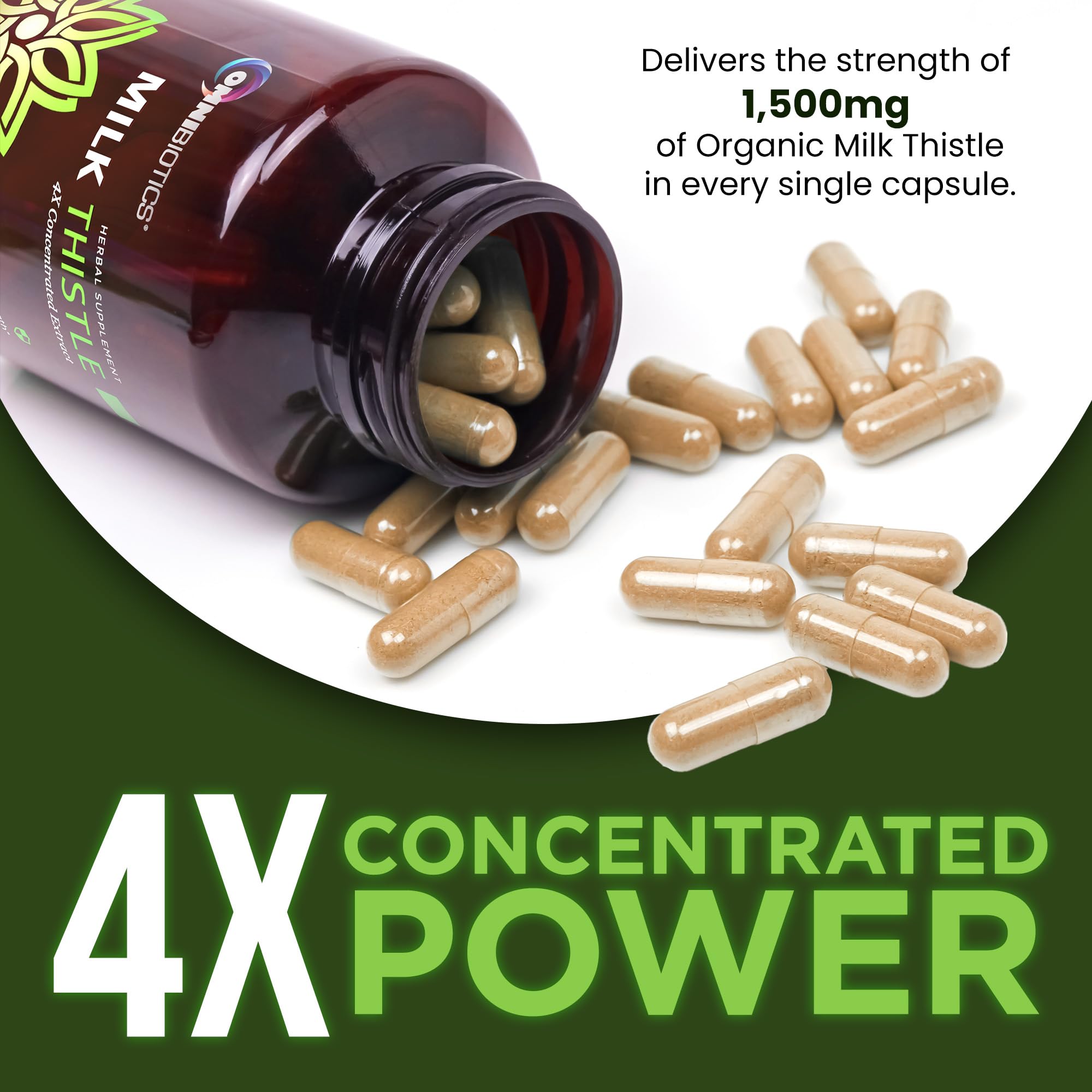 OmniBiotics Organic Milk Thistle Supplement 1500mg – 4X Concentrated Extract with Silymarin – High Potency Liver Detox & Support - PrimeBioHealth - canada supplements