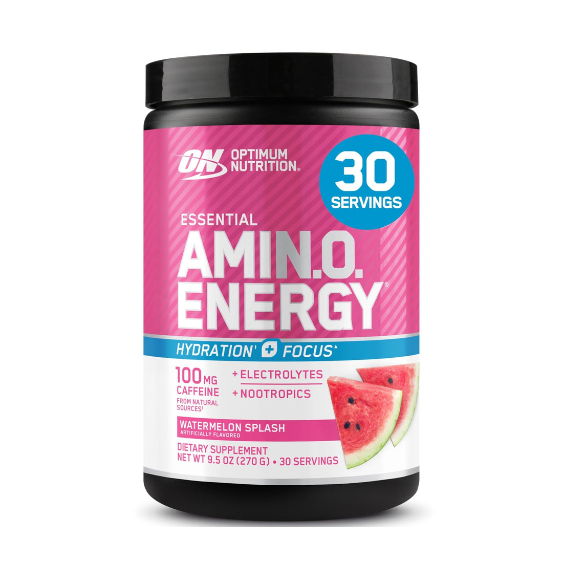 Optimum Nutrition Amino Energy Powder Plus Focus, with BCAA, Electrolytes, and Caffeine, Watermelon, 30 Servings (Packaging May Vary) - PrimeBioHealth - canada supplements