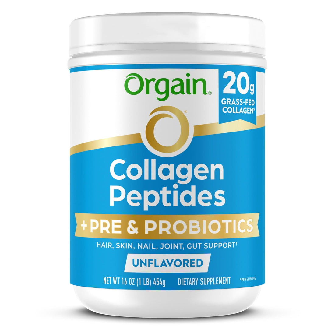 Orgain Hydrolyzed Collagen Peptides + Prebiotic & Probiotics Powder for Women & Men, 20g Grass Fed Collagen, 1 Billion CFU - Supports Digestive - PrimeBioHealth - canada supplements