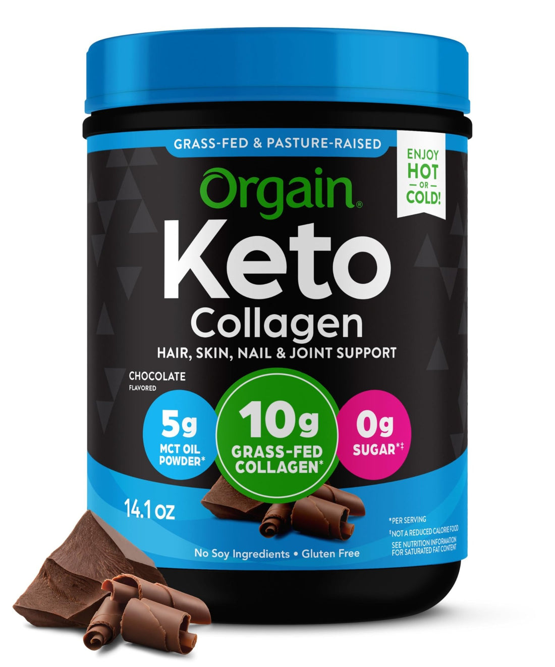 Orgain Keto Collagen Protein Powder, Chocolate - 10g Grass Fed Hydrolyzed Collagen Peptides for Women & Men, Type I & III, 5g MCT Oil - Hair, Skin, Nai - PrimeBioHealth - canada supplements