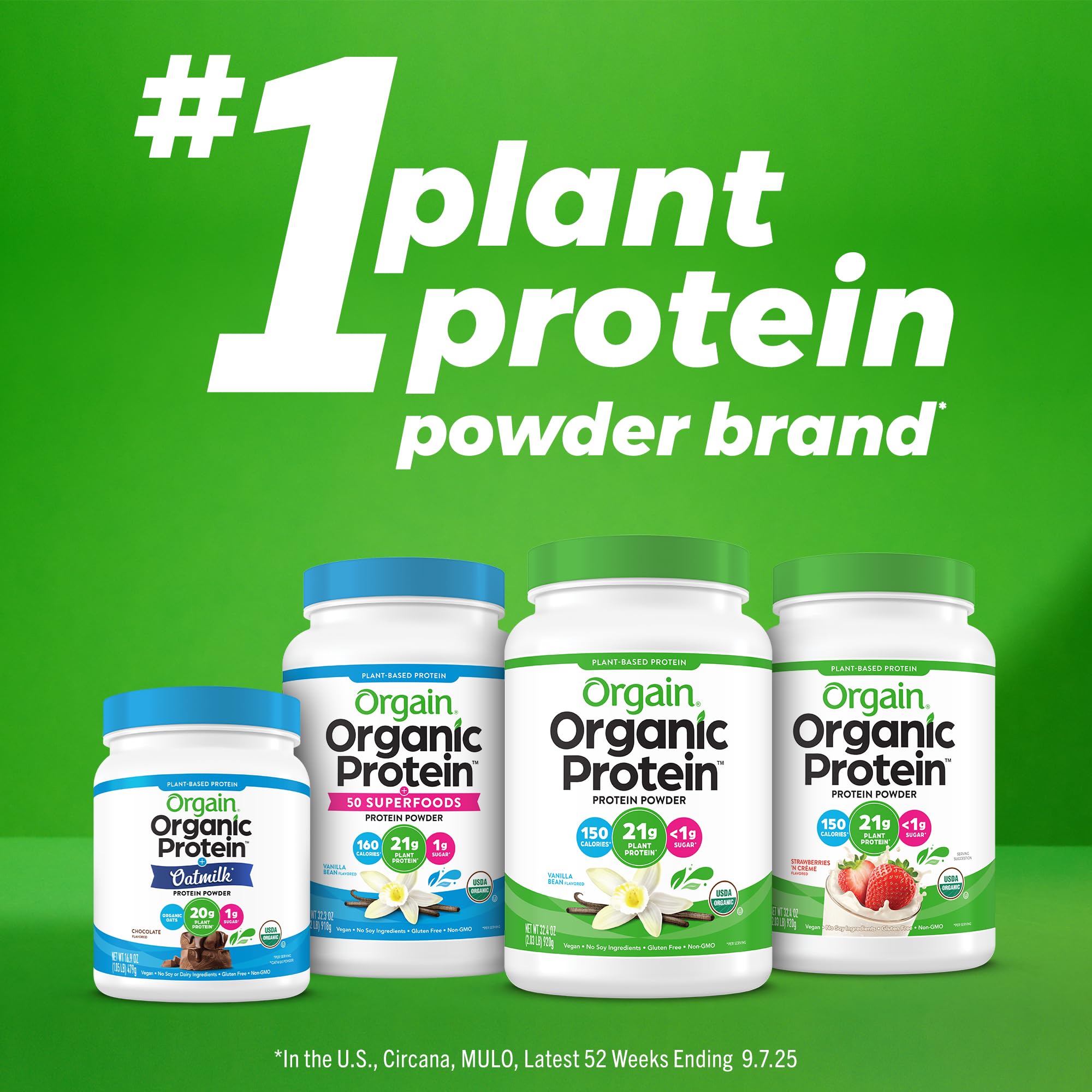 Orgain Organic 30g Vegan Plant Protein Powder, Vanilla, 9g EAAs + BCAAs, High Plant Protein, 4g Prebiotic + Fiber, 1g Sugar, Pre-Workout, Muscle Support + Recovery - 2.01lb (Packaging May Vary) - PrimeBioHealth - canada supplements
