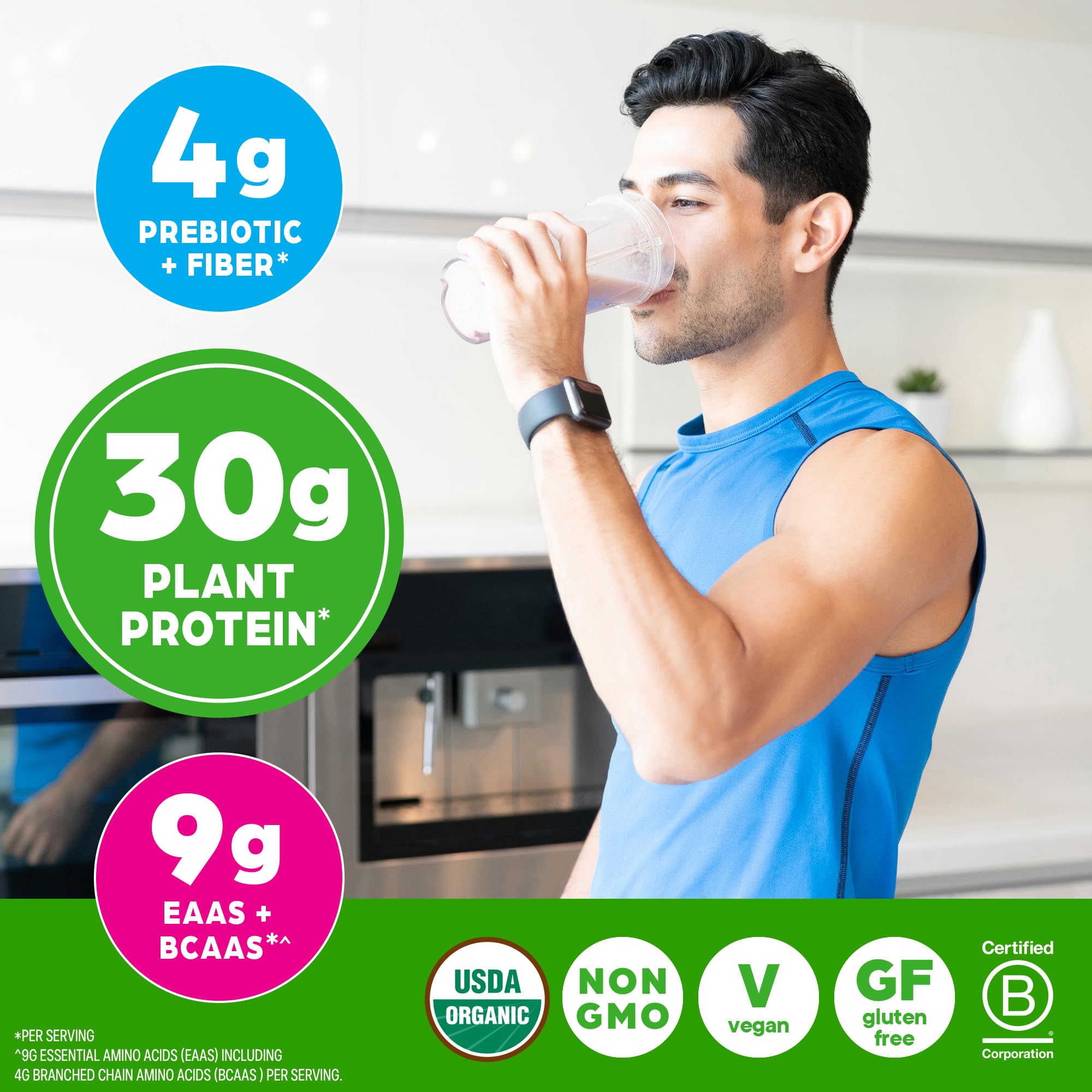 Orgain Organic 30g Vegan Plant Protein Powder, Vanilla, 9g EAAs + BCAAs, High Plant Protein, 4g Prebiotic + Fiber, 1g Sugar, Pre-Workout, Muscle Support + Recovery - 2.01lb (Packaging May Vary) - PrimeBioHealth - canada supplements
