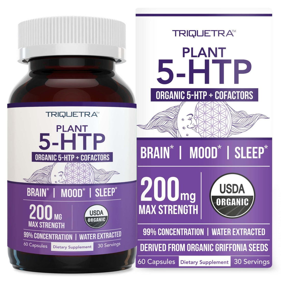 Organic 5-HTP - 200 mg | 99% 5HTP Concentration, Plus Cofactor Vitamin B6 & Lion’s Mane | Water Extracted from Organic Griffonia Seeds | Supports Mood - PrimeBioHealth - canada supplements