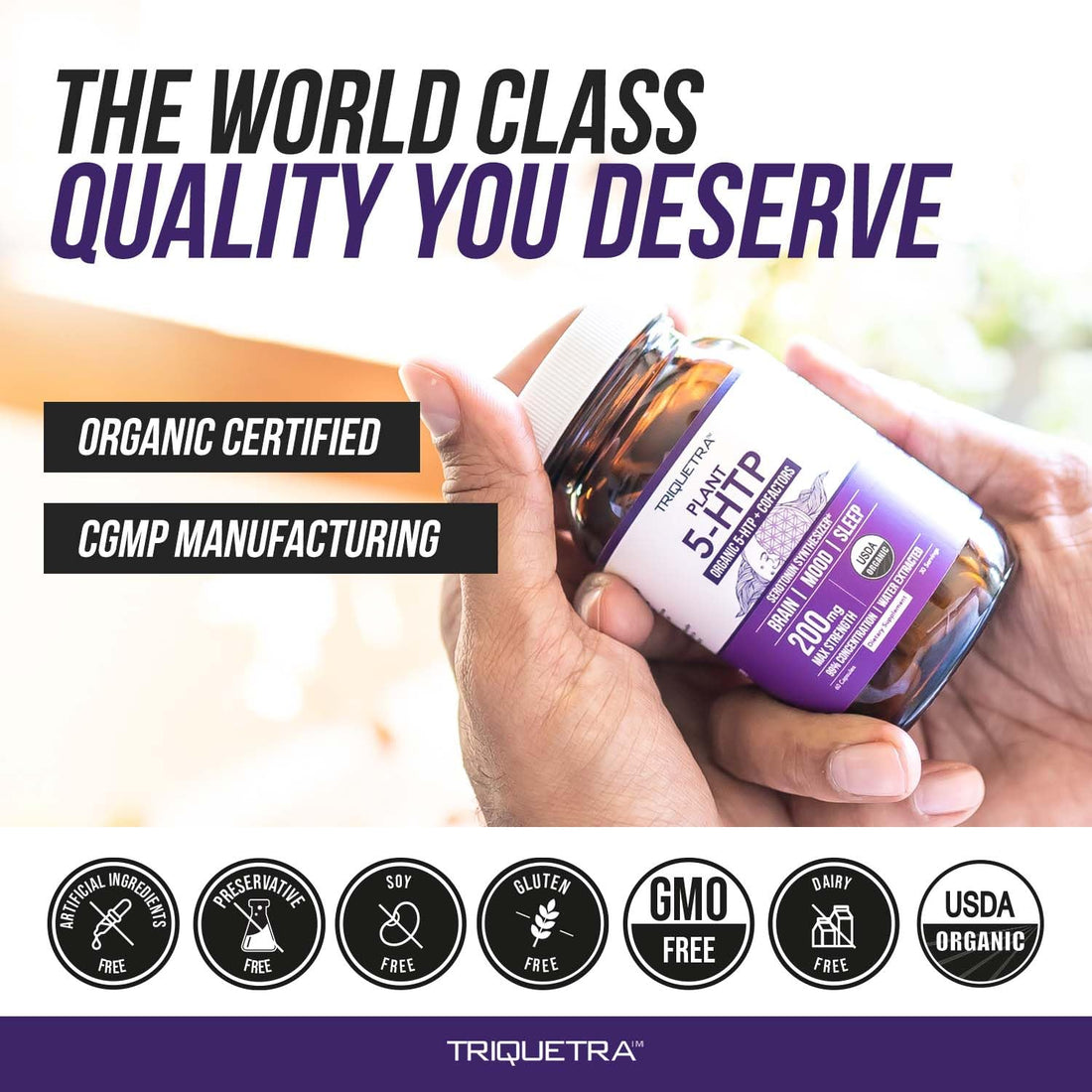 Organic 5-HTP - 200 mg | 99% 5HTP Concentration, Plus Cofactor Vitamin B6 & Lion’s Mane | Water Extracted from Organic Griffonia Seeds | Supports Mood - PrimeBioHealth - canada supplements