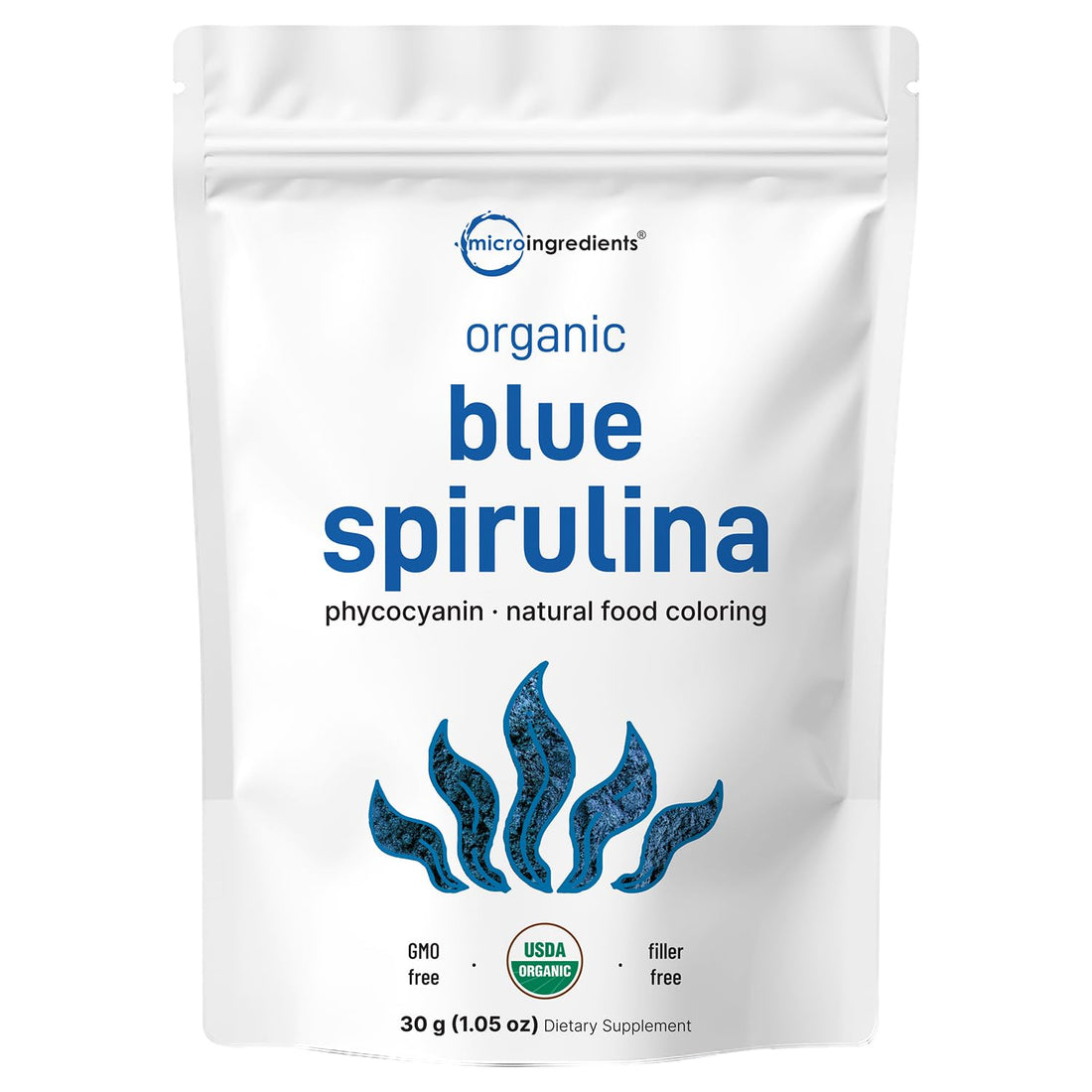 Organic Blue Spirulina Powder (Phycocyanin Extract), 30 Servings - No Fishy Smell, 100% Vegan Protein from Blue-Green Algae, Natural Luminous Food - PrimeBioHealth - canada supplements
