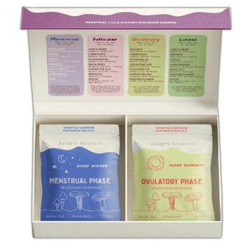 Period ovulatory & PMS Support Supplement for Women – Hormone Balance + 4-Phase Menstrual Cycle Kit | Vegan Functional Mushroom Gummies by Baker’s Botanics (Pack of 6)(30 Gummies) - PrimeBioHealth - canada supplements