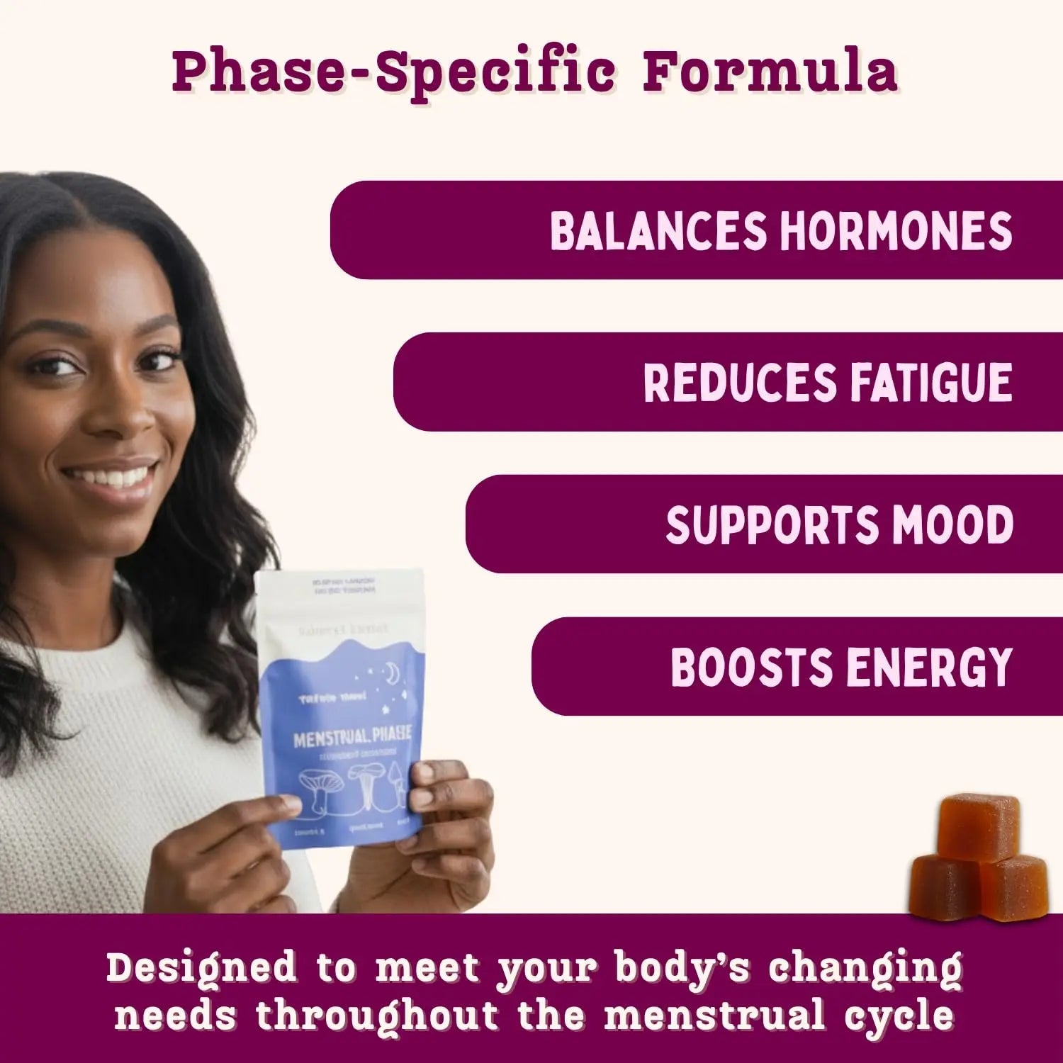 Period ovulatory & PMS Support Supplement for Women – Hormone Balance + 4-Phase Menstrual Cycle Kit | Vegan Functional Mushroom Gummies by Baker’s Botanics (Pack of 6)(30 Gummies) - PrimeBioHealth - canada supplements