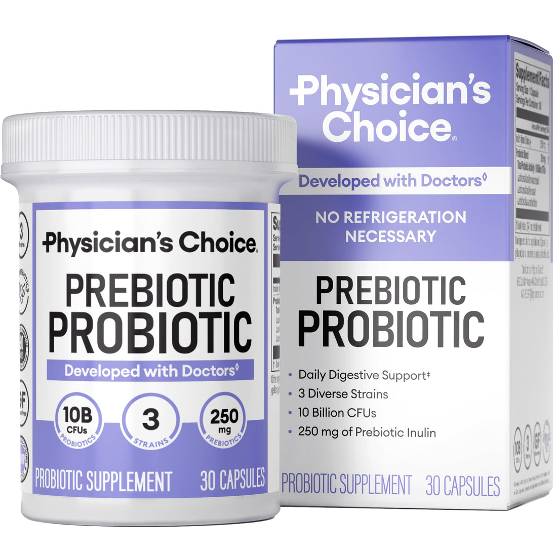 Physician's CHOICE Prebiotic-Probiotic - Multi-Strain Probiotics & Synergistic Prebiotics -Designed for Digestive Health, Supporting Gut Microbiome - PrimeBioHealth - canada supplements