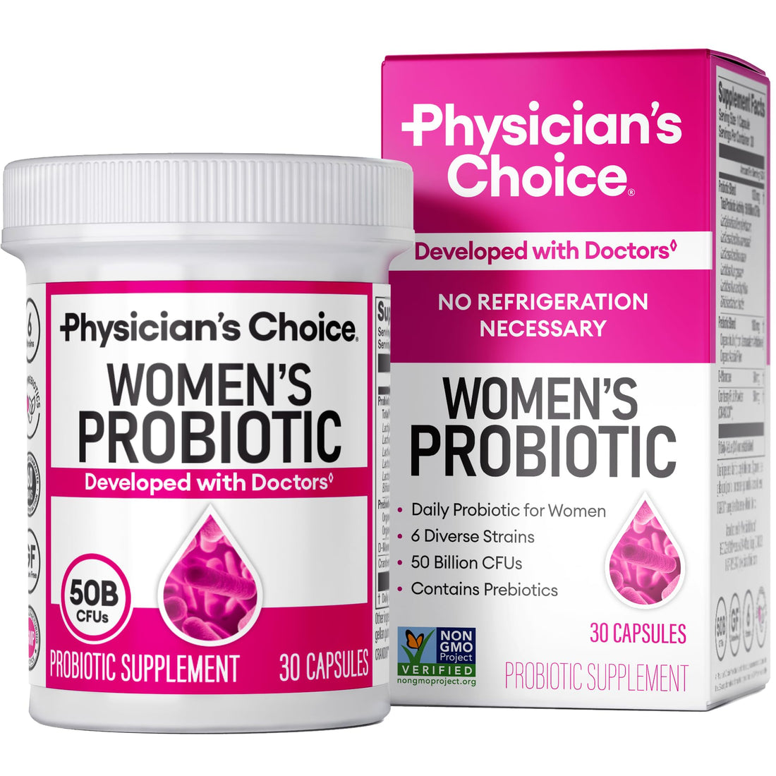 Physician's CHOICE Probiotics for Women - PH Balance, Digestive, UT, & Feminine Health - 50 Billion CFU - 6 Unique Strains for Her - Organic Prebiotics - PrimeBioHealth - canada supplements