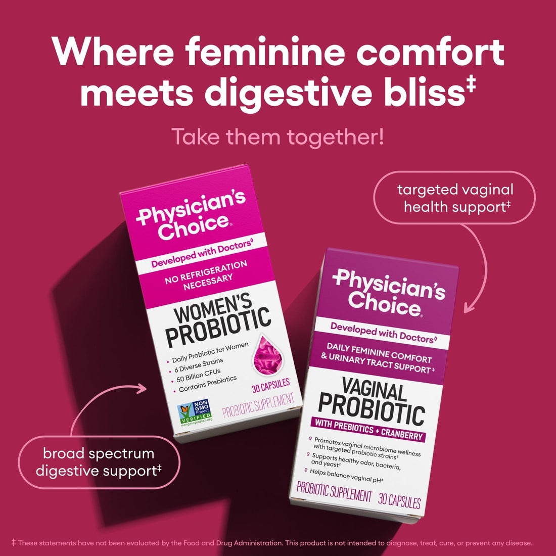 Physician's CHOICE Probiotics for Women - PH Balance, Digestive, UT, & Feminine Health - 50 Billion CFU - 6 Unique Strains for Her - Organic Prebiotics - PrimeBioHealth - canada supplements