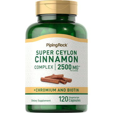 Piping Rock Ceylon Cinnamon Capsules | 120 Pills | Complex Supplement with Chromium and Biotin | Vegetarian, Non-GMO, Gluten Free - PrimeBioHealth - canada supplements