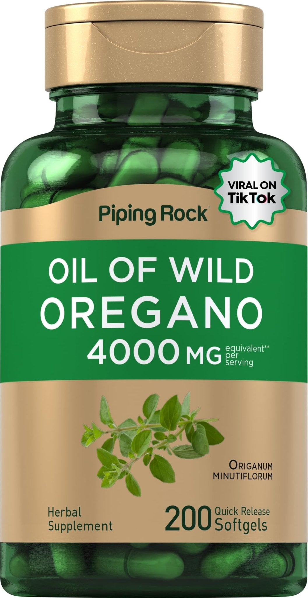 Piping Rock Oregano Oil Softgel Capsules | 200 Pills | Herbal Extract Supplement | Wild Harvested | Non-GMO, Gluten Free - PrimeBioHealth - canada supplements